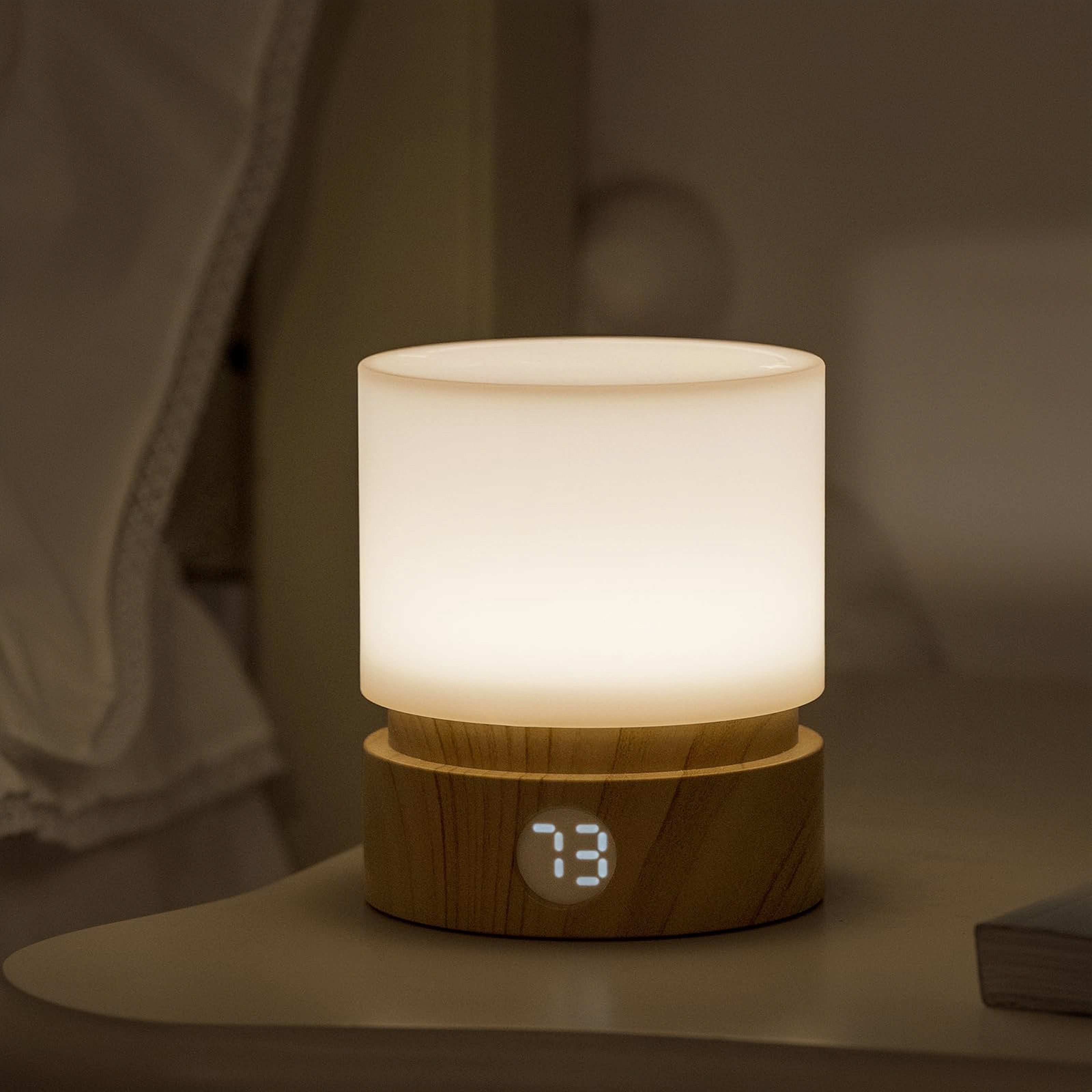 BlingBin LED Nachttischlampe Timer-Nachtlicht LED-Schlafzimmerlampe Schlaf Atmosphärenlicht Dimmbar, Einschlafhilfe-Nachttischlampe, LED fest integriert, Warmweiß, 1200 mAh,wiederaufladbares Schreibtischlampe für Flur, Schlafzimmer