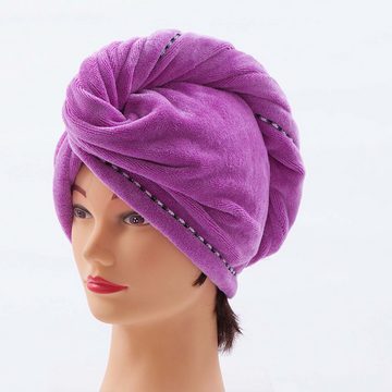 KIKI Hutablage 2 Stück Turban Handtuch Mit Knopf, Kopftuch Handtuch für Lange Haar