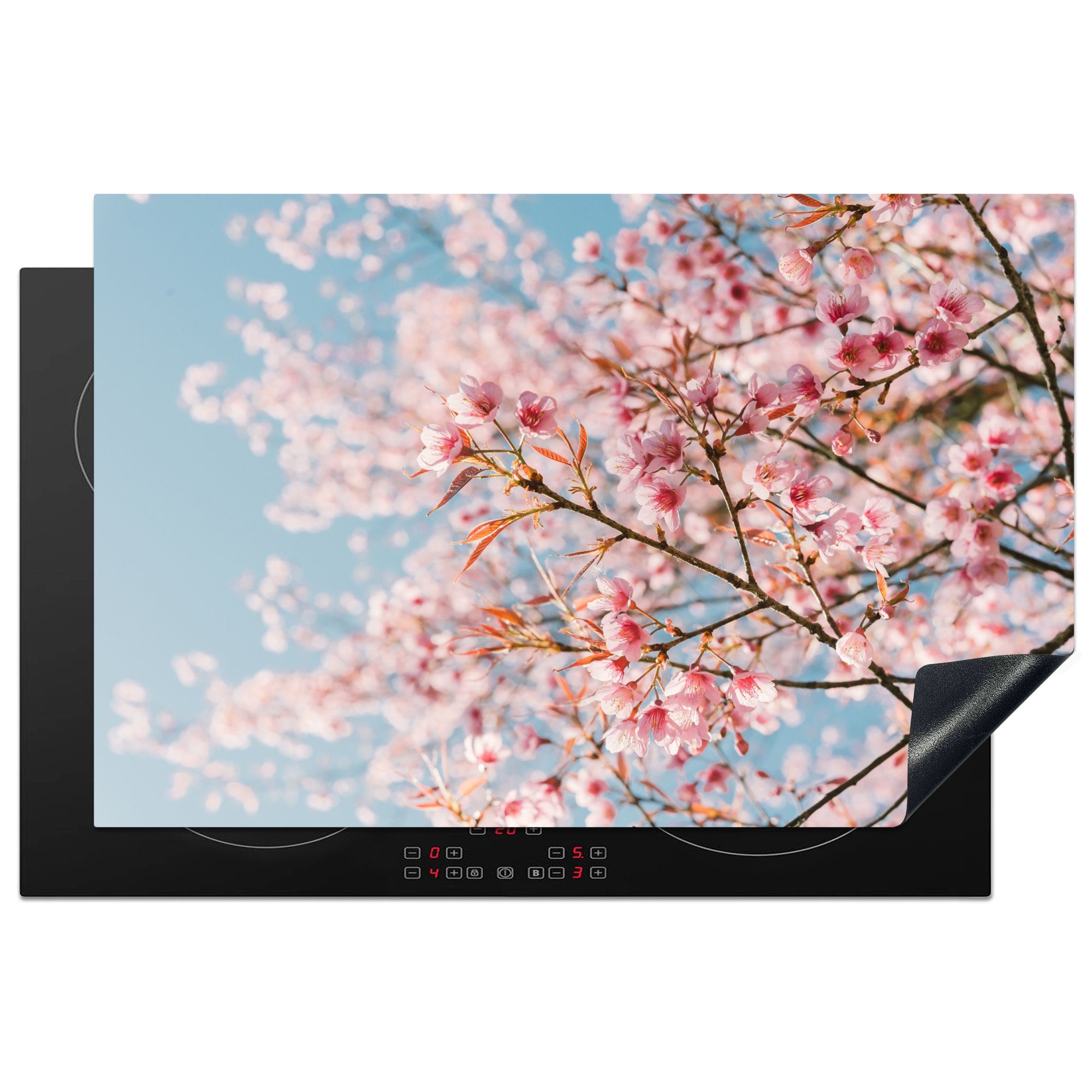 MuchoWow Herdblende-/Abdeckplatte Sakura - Frühling - Zweige, Vinyl, (1 tlg), 81x52 cm, Induktionskochfeld Schutz für die küche, Ceranfeldabdeckung