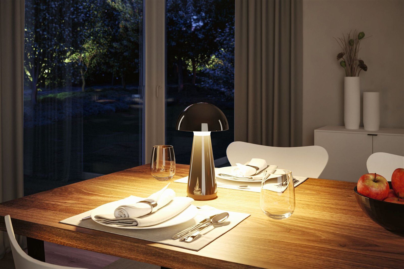 Paulmann LED Außen-Tischleuchte Akkuleuchte Onzo dimmbar IP44, LED fest integriert, Warmweiß