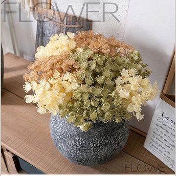 Kunstpflanze 9 Sträuße Trockenblumen Kunstblumen beflockt neunzackiges Krallengras, AUKUU, Heimdekoration Kunstblumen (ohne Vase)