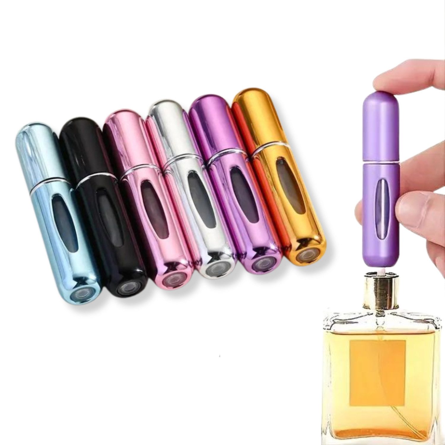 Frentree Parfümzerstäuber Set mit 6 Stück, Wiederauffüllbar, Kompakt, Leicht (6er Set, 6 St), Auslaufschutz, Feiner Zerstäuber, Sichtfenster