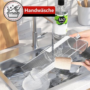 Randaco Grillspieß Grillkörbe Grillspieß Edelstahl Grillkorb für Drehspieß Silber