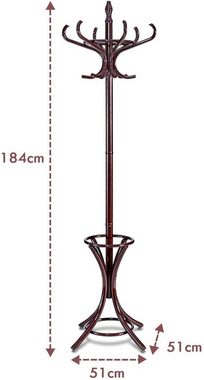 COSTWAY Garderobenständer, 184cm, mit Schirmständer und 12 Kleiderhaken