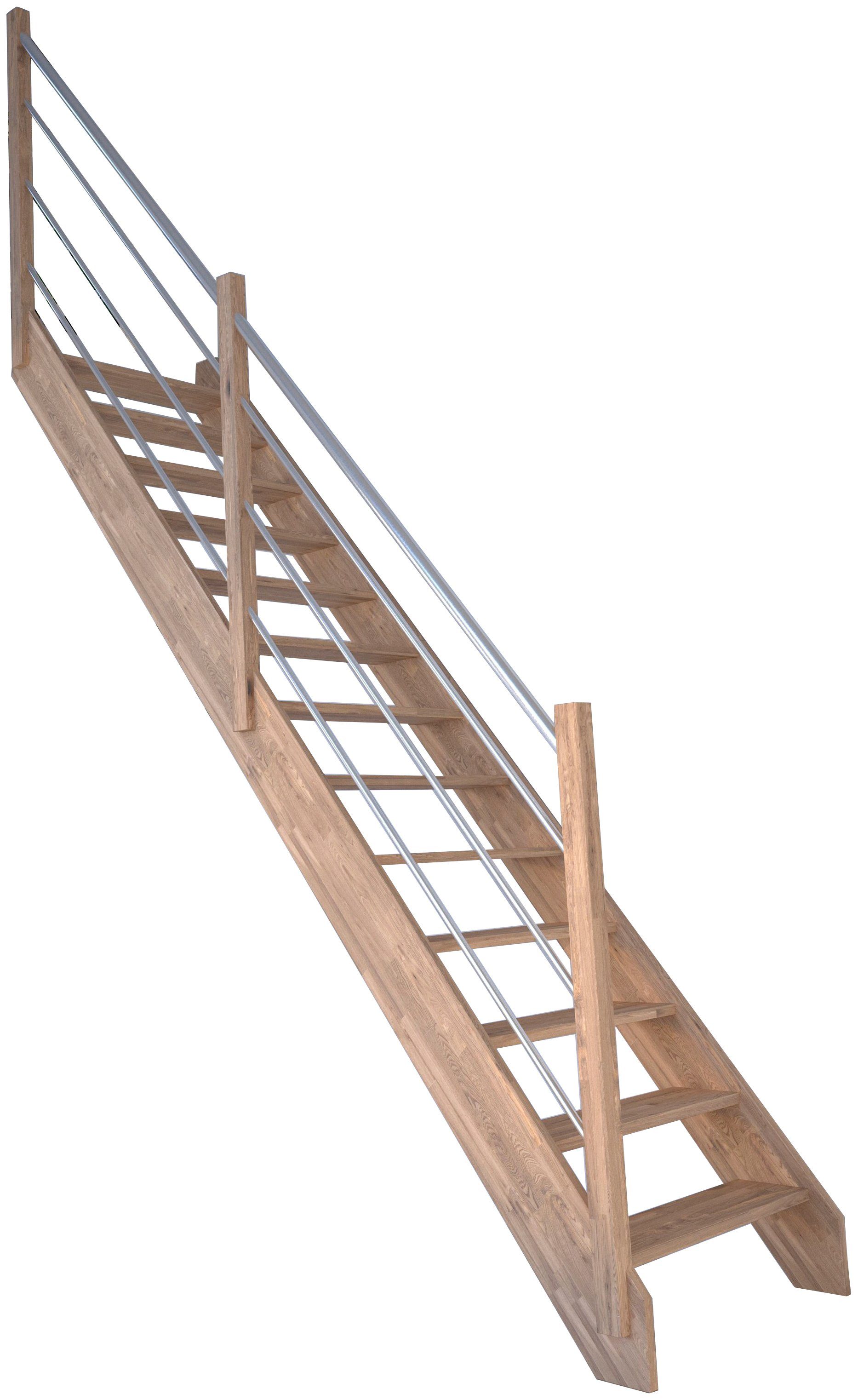 Raumspartreppe Starwood Stufen Wangenteile Massivholz Durchgehende Rhodos, Links, cm, Geschosshöhen Holz-Edelstahl offen, bis 300 für