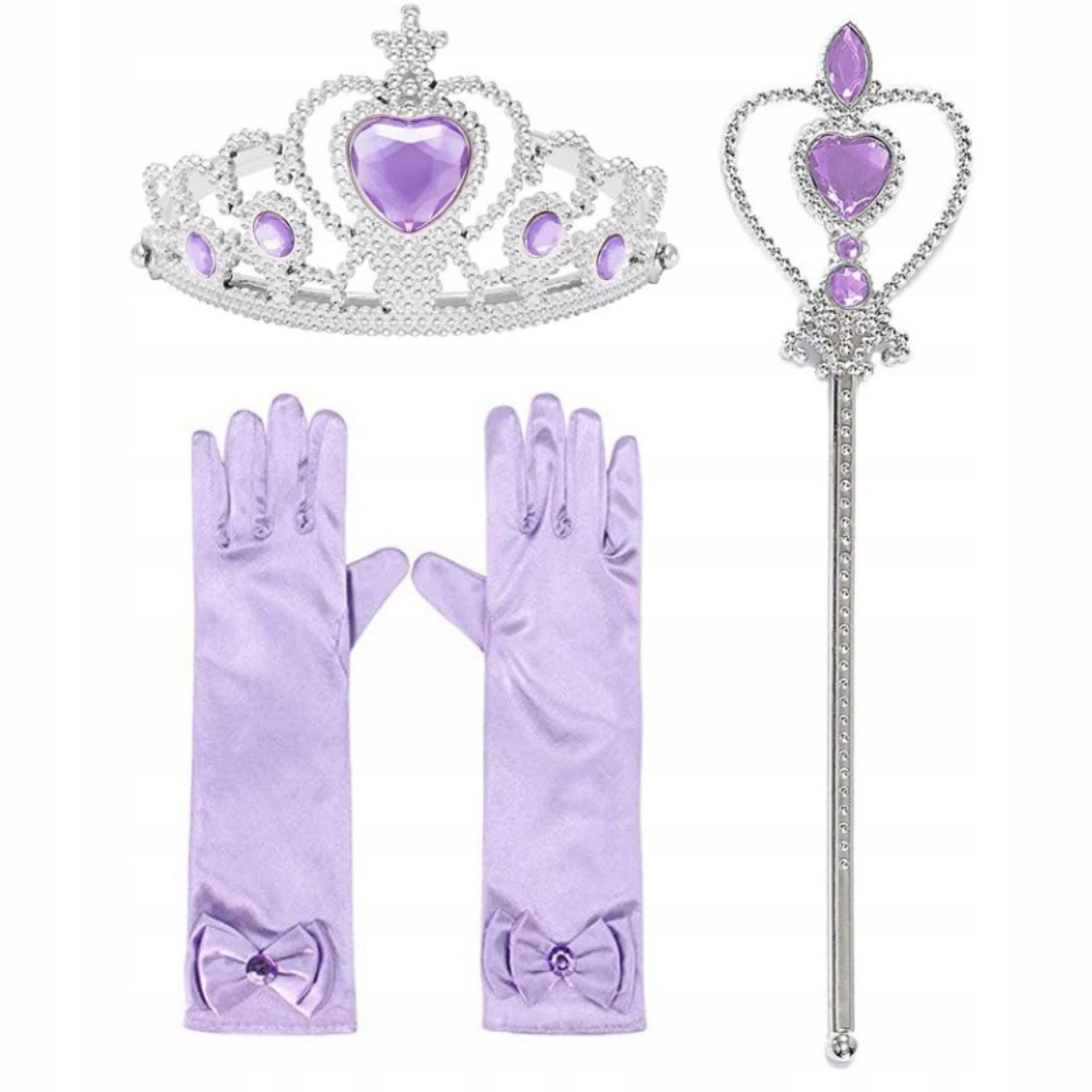 Hopki Kostüm 3-teiliges Prinzessinnen-Set: Krone, Zepter & Handschuhe, lila