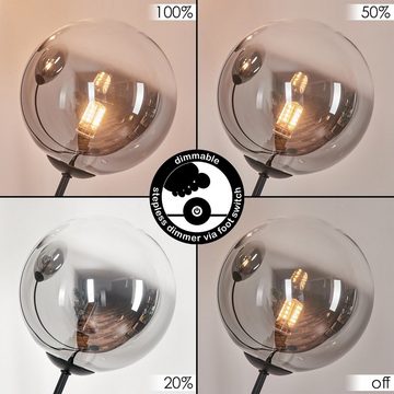 hofstein Stehlampe Stehlampe aus Metall/Glas in Schwarz/Rauchfarben/Klar, ohne Leuchtmittel, Leuchte mit Glasschirmen (15cm), dimmbar, 3x G9, ohne Leuchtmittel