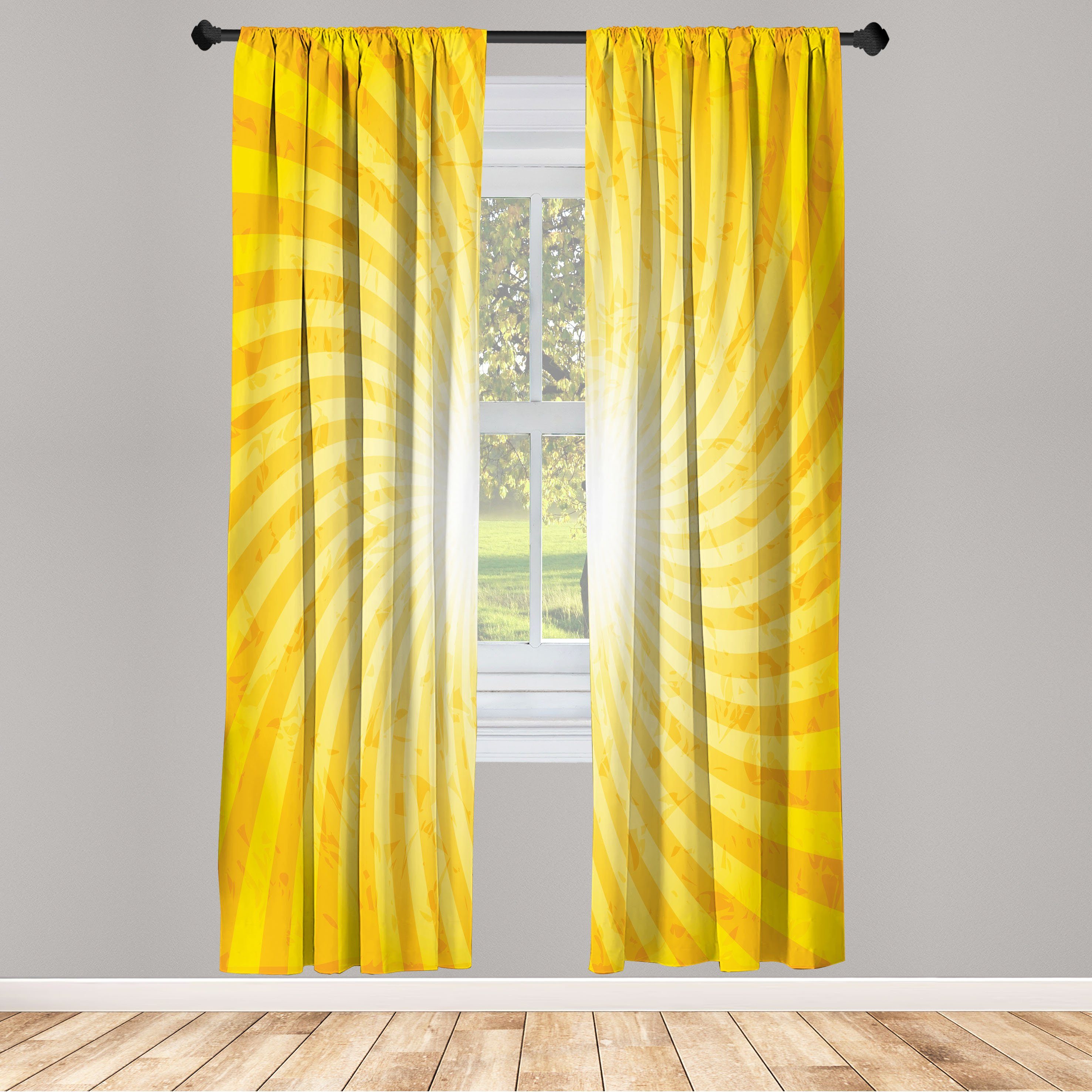 Gardine Vorhang für Wohnzimmer Schlafzimmer Dekor, Abakuhaus, Microfaser, Abstrakt Sunburst Spirale Stripes