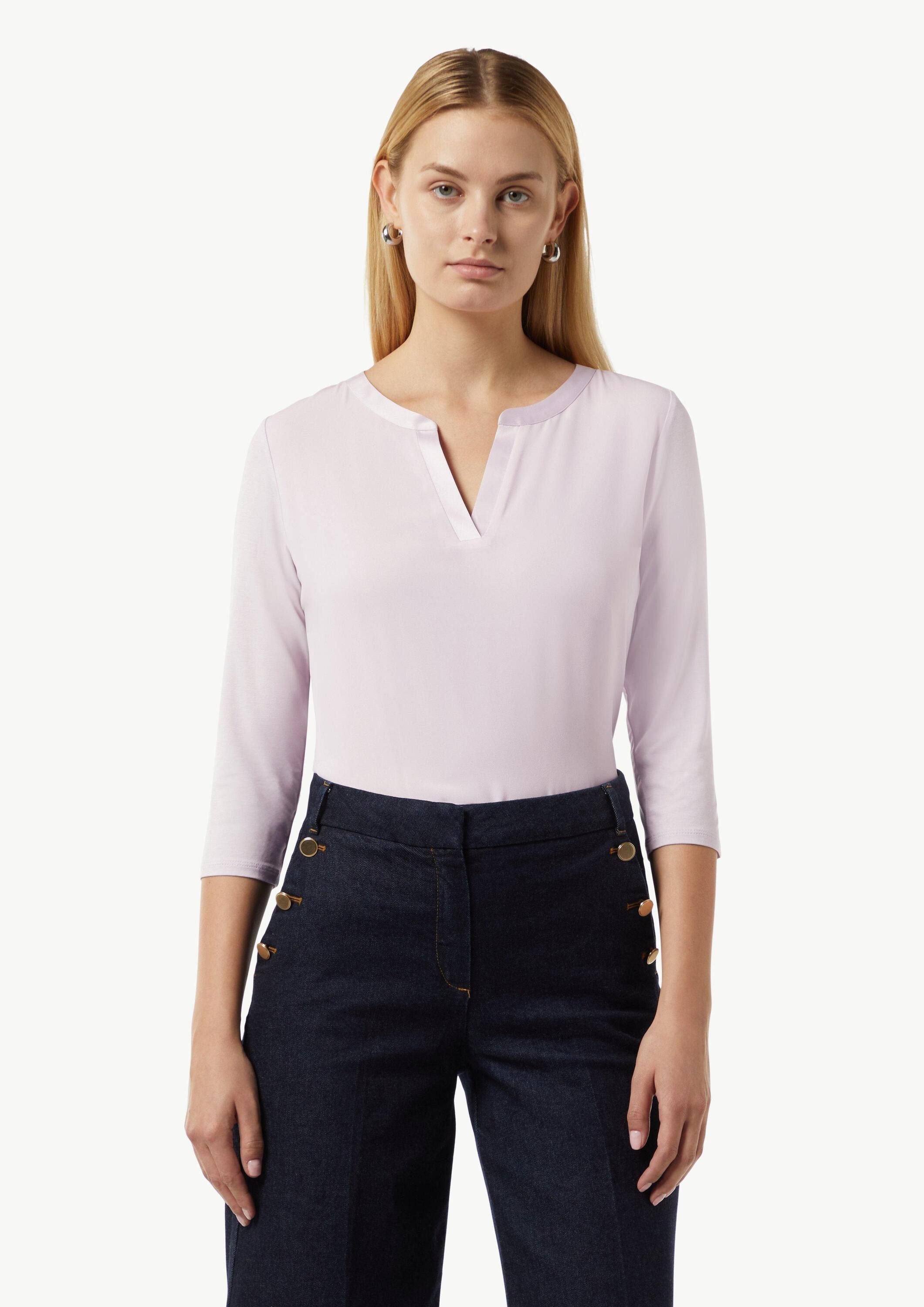 comma 3/4-Arm-Shirt T-Shirt Shirt mit Satinblende im Fabricmix
