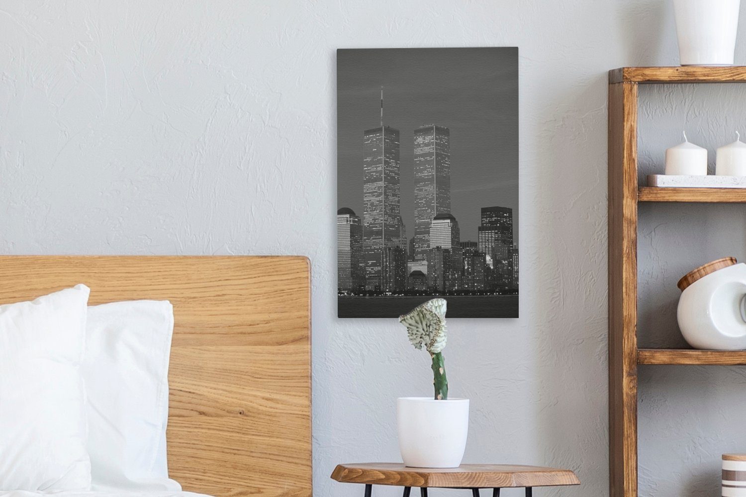 OneMillionCanvasses® Leinwandbild World Trade Center - Abend - Schwarz - Weiß, Fotodruck (1 St), Leinwand Canvas Wandbild, Wanddekoration 20x30 cm – Bild 4 von 5