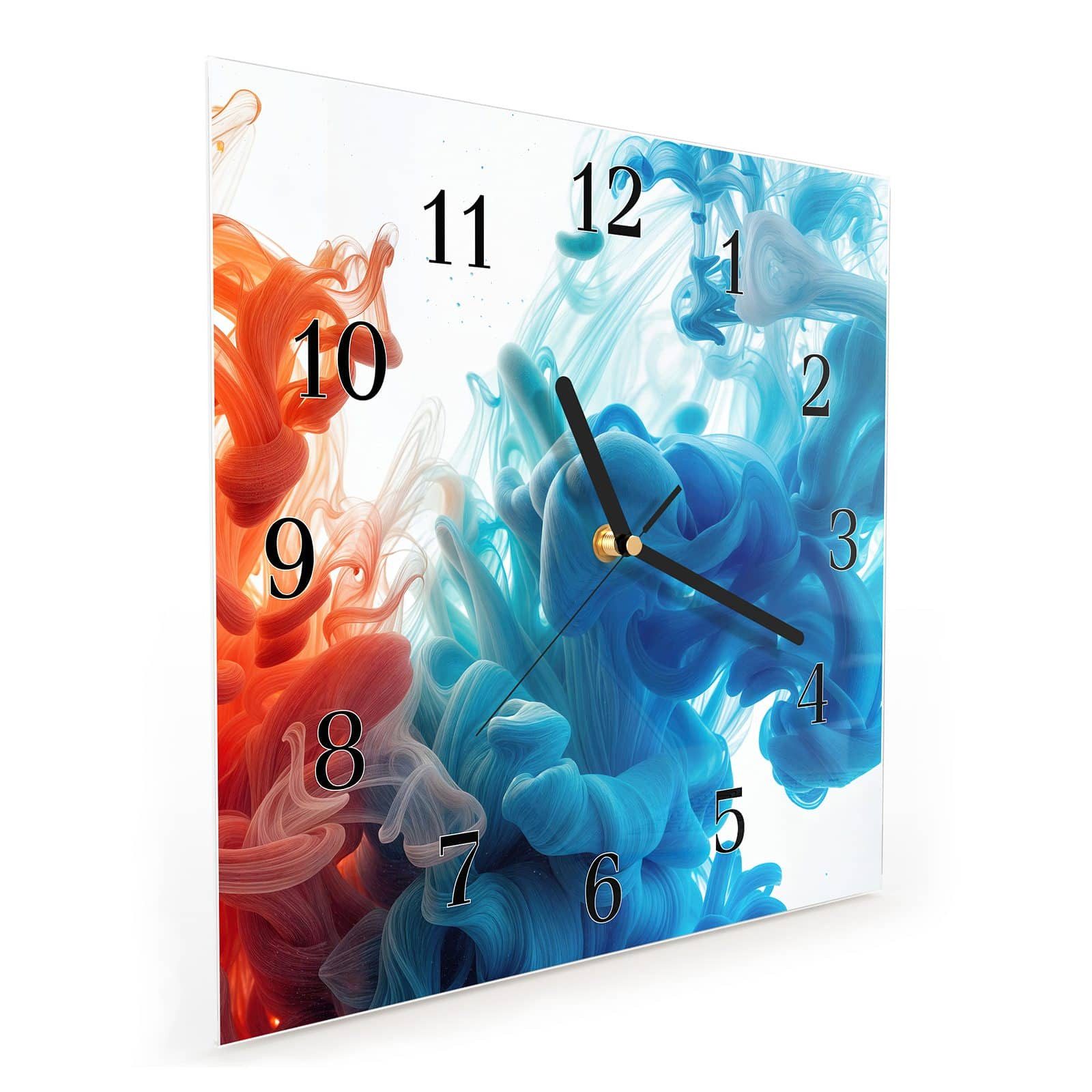 Wanduhr Glasuhr Wanduhr Wandkunst Größe 30 x 30 cm mit Motiv Farbige_ Wirbel