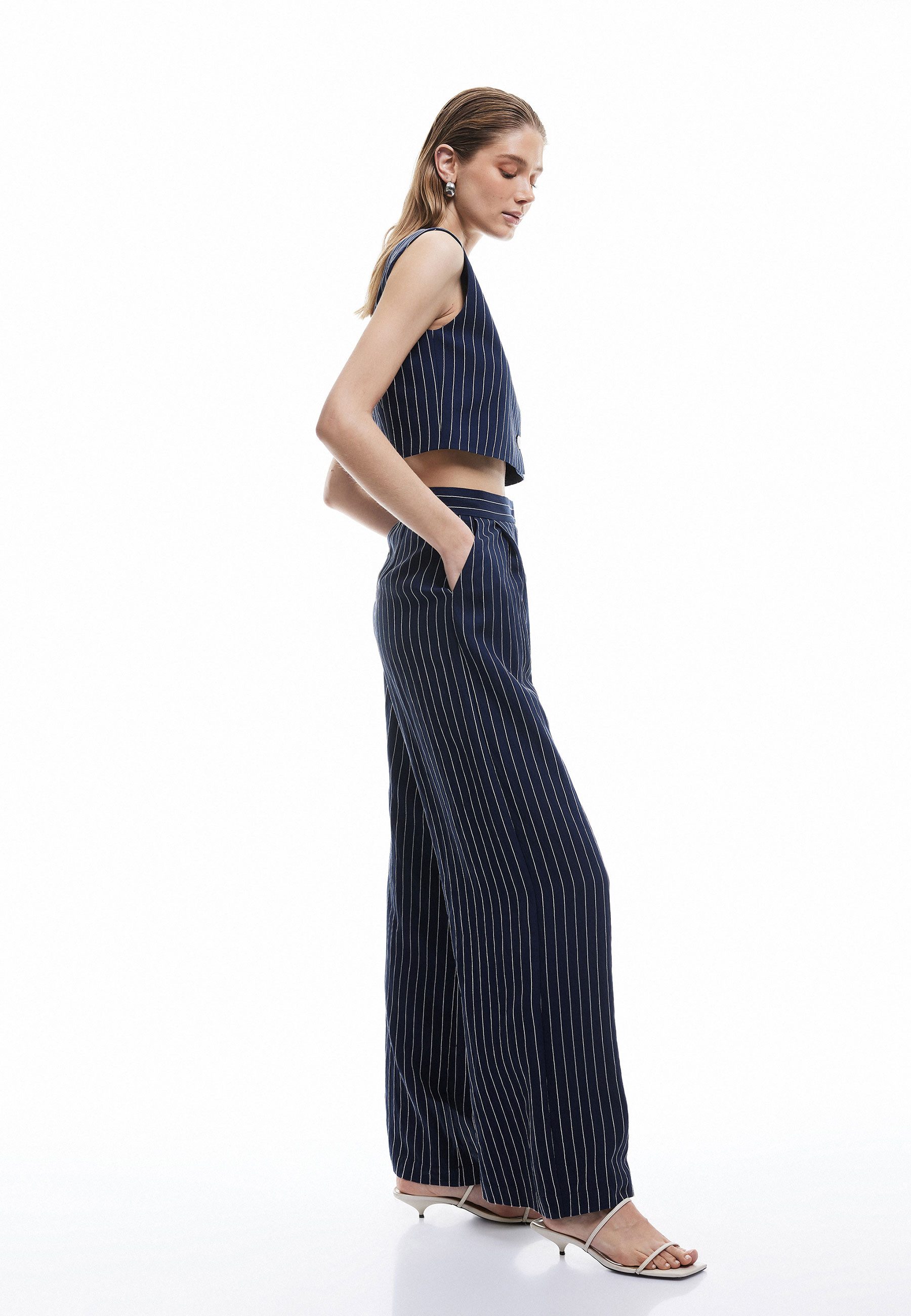 Palazzohose Normale Leibhöhe Wide Leg Palazzohose