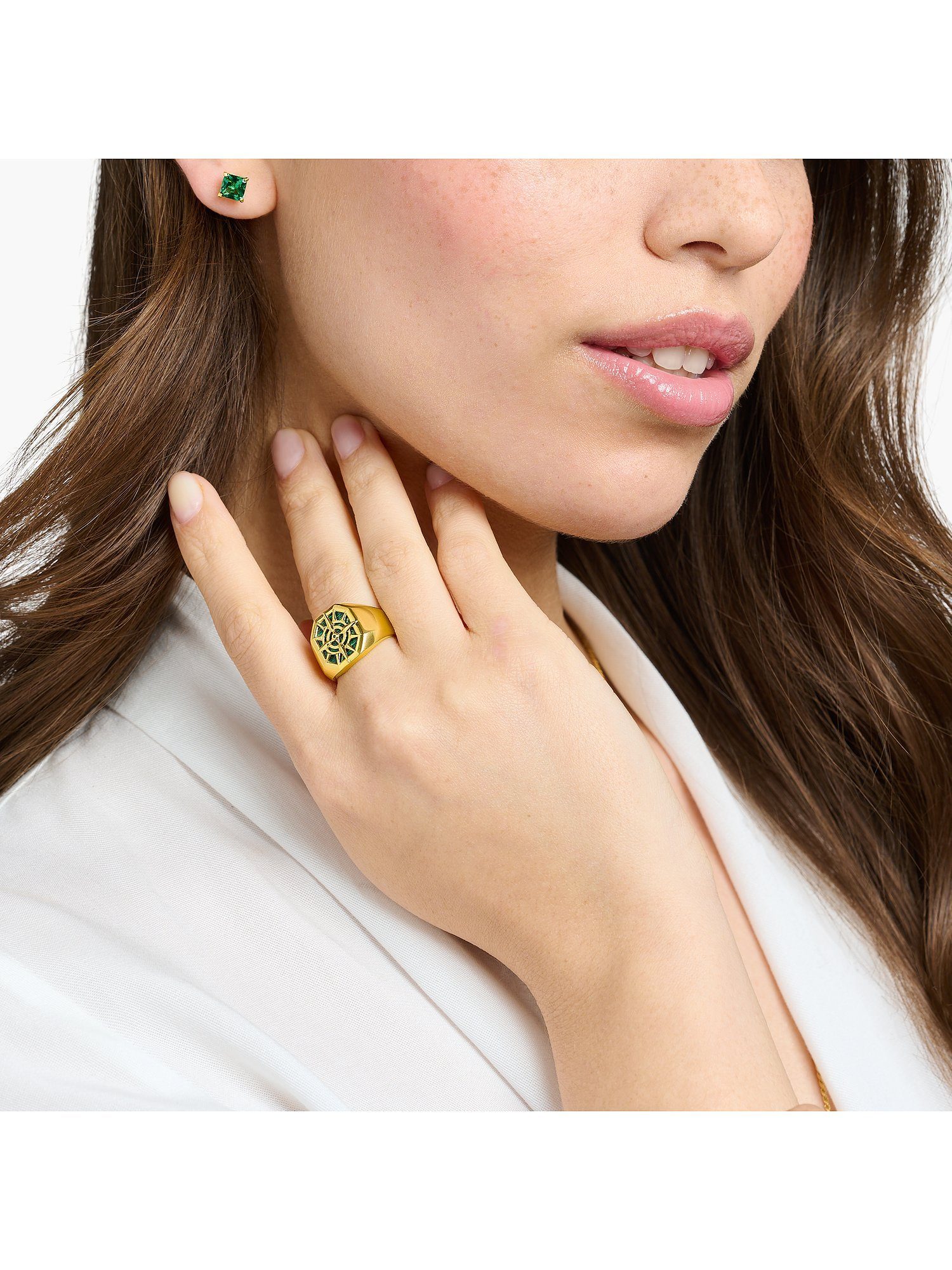 THOMAS SABO Fingerring Thomas Sabo Damenring, Malachit, synthetisch