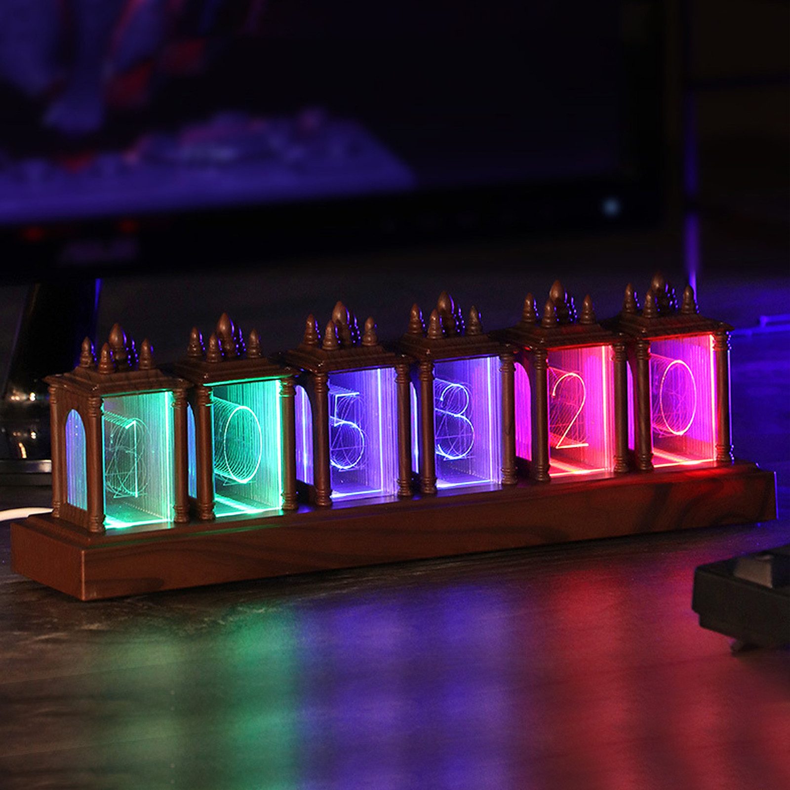 TWSOUL Kinderwecker RGB-Digitalröhrenuhr,Elektronische RGB-Uhr 16 Millionen Farbeinstellungen,, Sieben Anzeigemodi