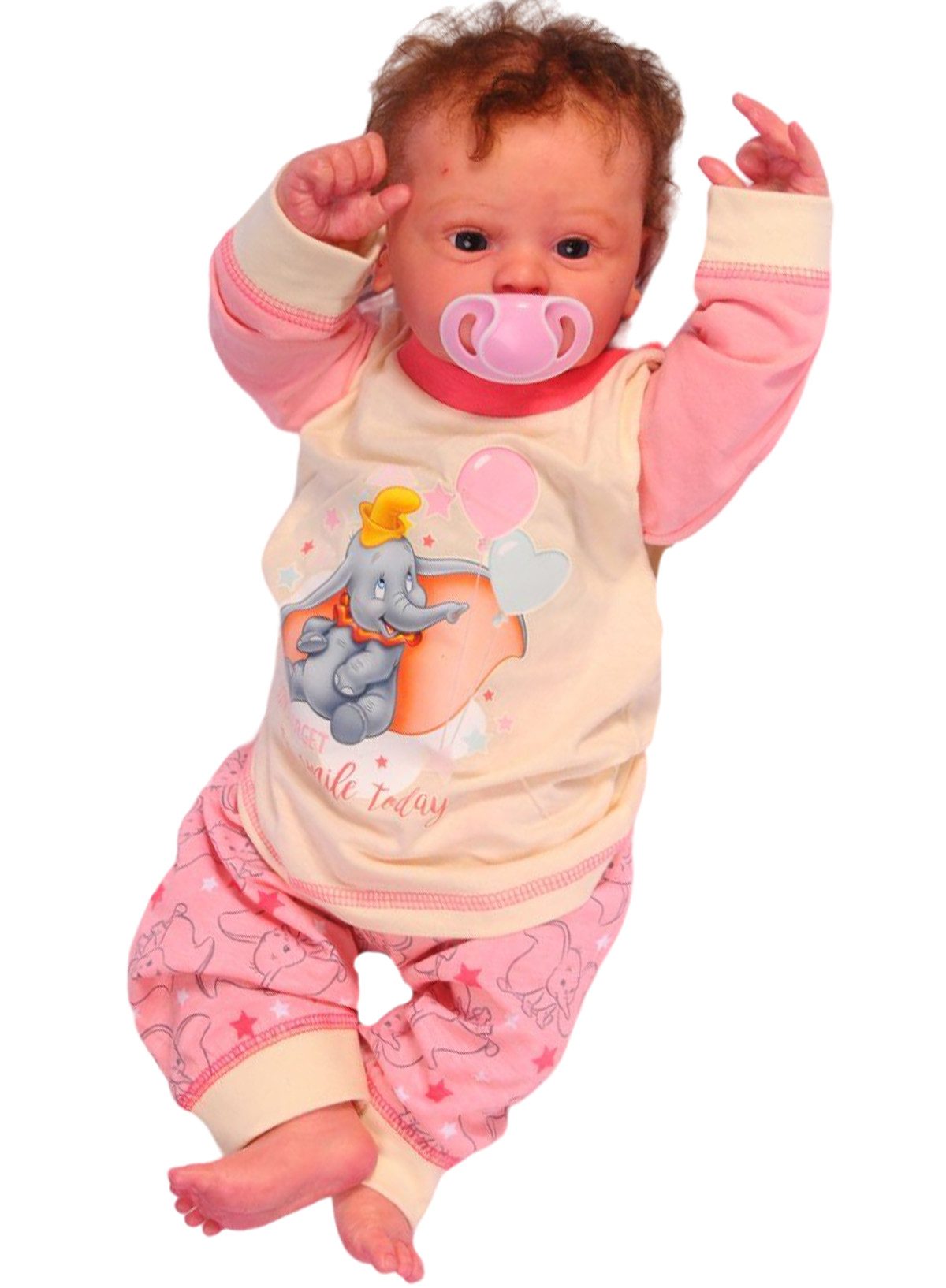 Pyjama Schlafanzug für Baby Kinder Zweiteiler Hose Langarmshirt mit Elefant aus Baumwolle, 68 74 80 86 92 98 104