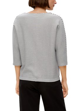 s.Oliver 3/4-Arm-Shirt Sweatshirt mit Gummizug Streifen-Detail