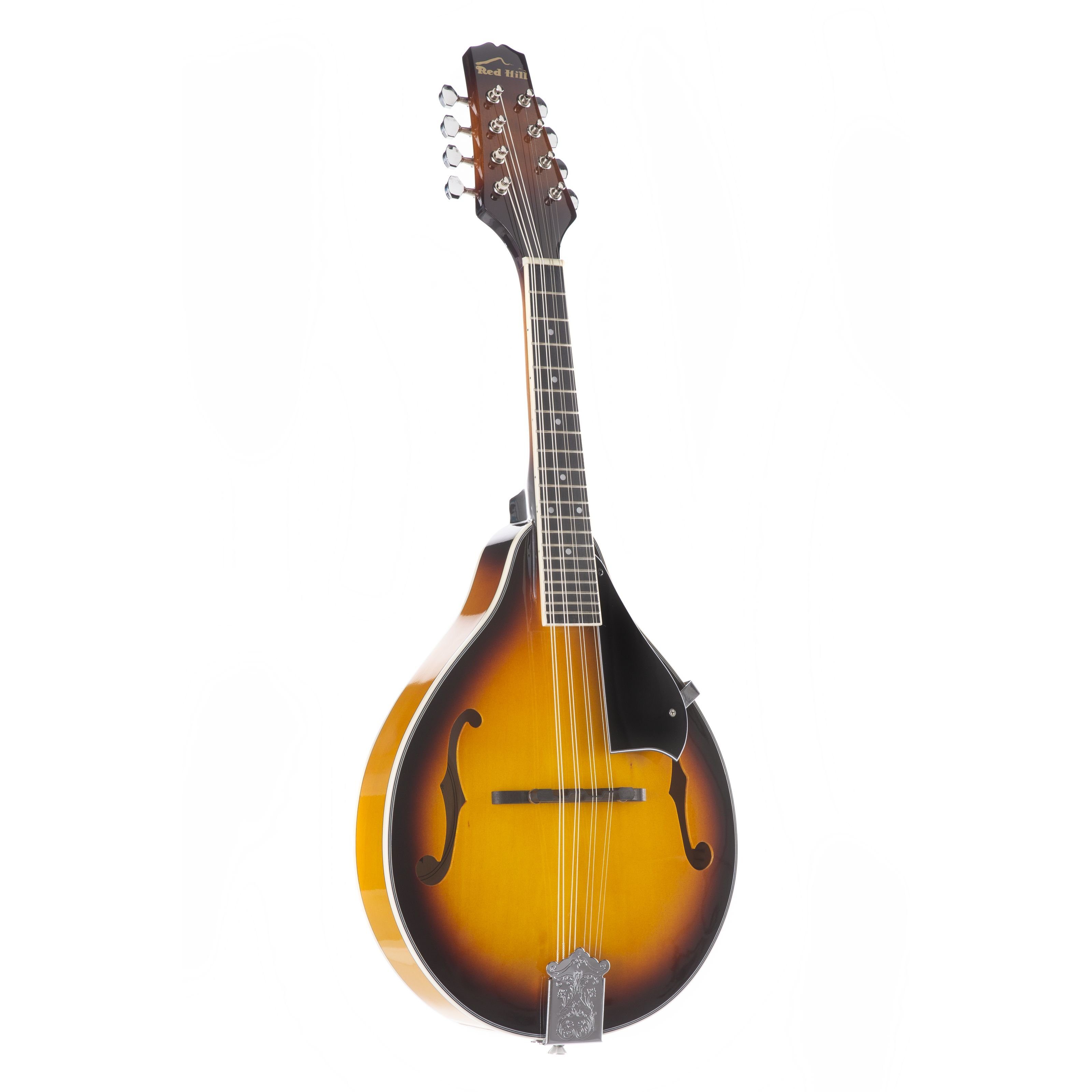 Red Hill Mandoline, A-Style Mandoline Sunburst Hochglanz 355mm Mensur Laminierte Lindendecke Composite Griffbrett 20 Bünde 30mm Sattelbreite Open-Gear Mechaniken Sunburst Lackierung, Diverse Saiteninstrumente, Mandolinen, Mandoline, A-Style Mandoline, Sun