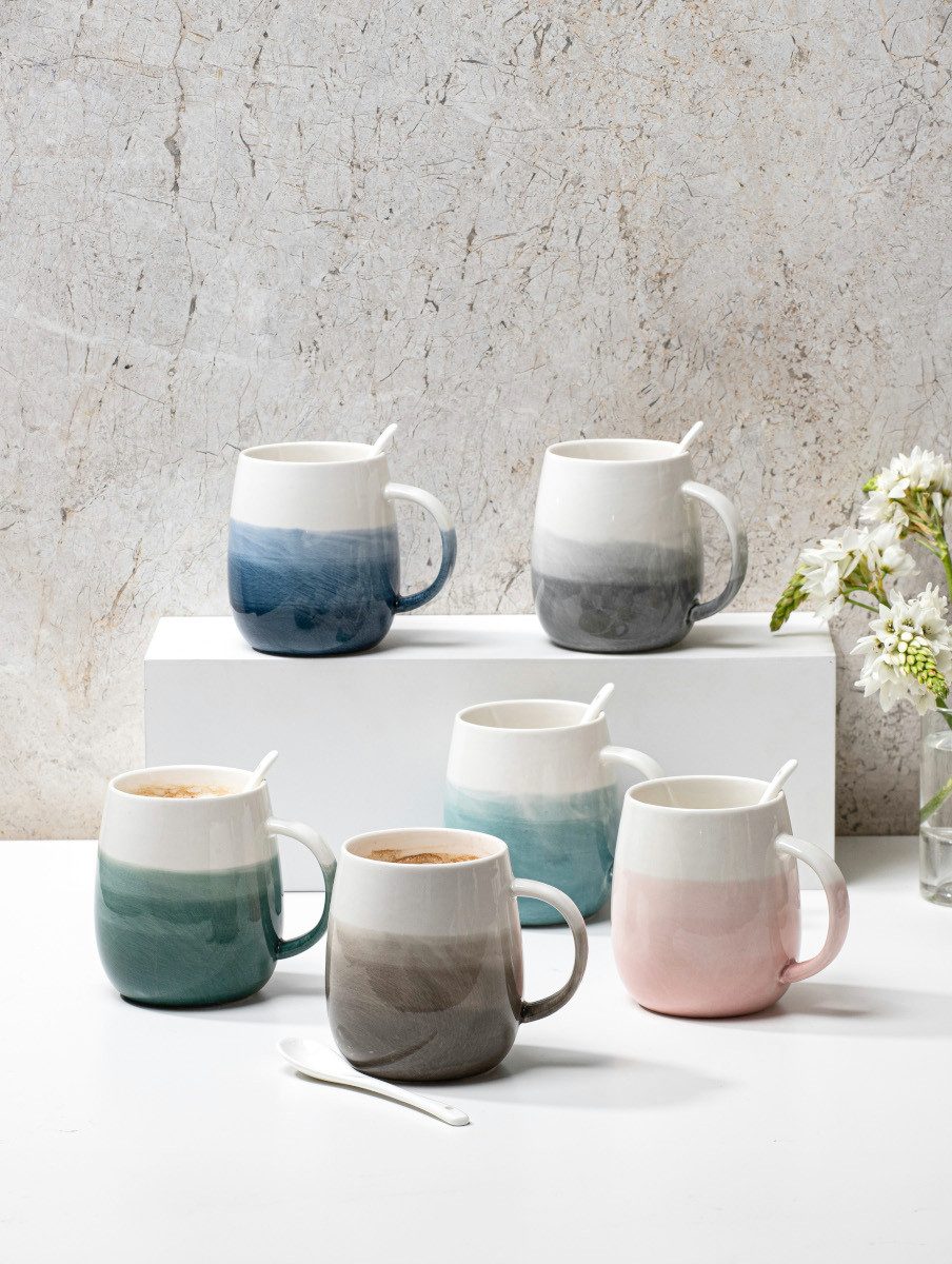 Ladelle Becher Immerse schattiert Mokka Becher- & Löffel-Set 12cm, Keramik