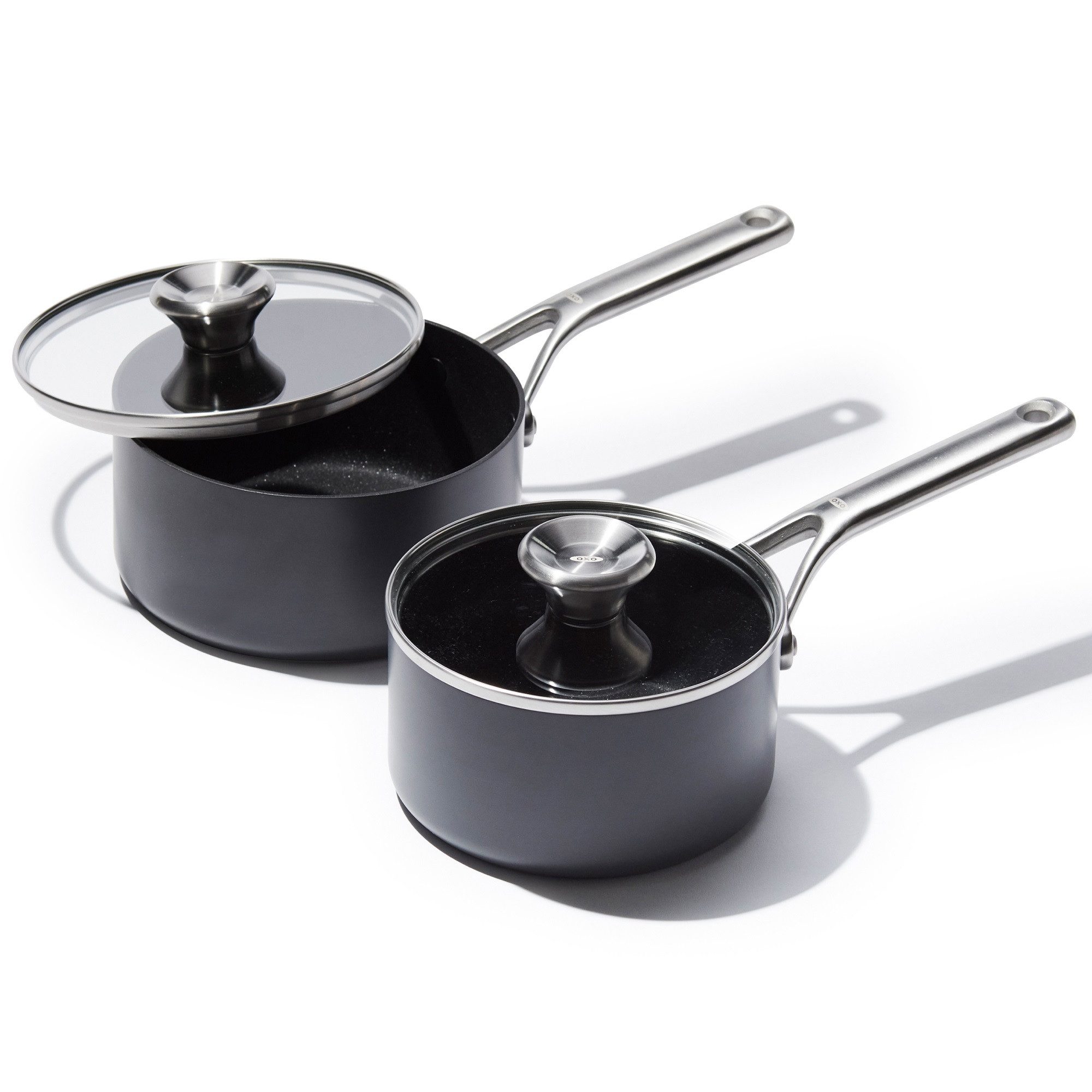 OXO Good Grips Topf-Set Ceramic Professional Antihaft-Stieltopf-Set – 16 & 18 cm, Keramik, Edelstahl (4-tlg), Saucen, Suppen oder schnelle Beilagen — dieses Set deckt den Alltag ab