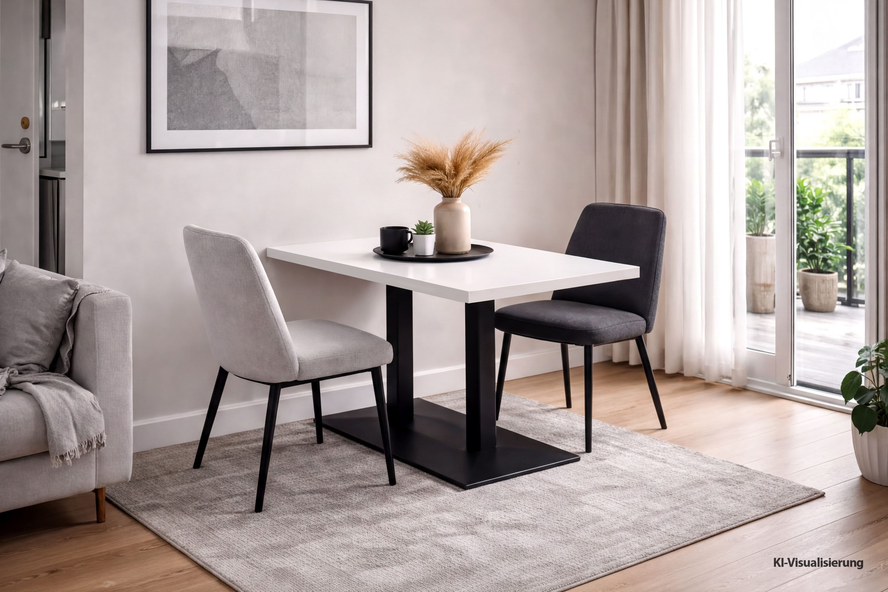 Mäusbacher Bistrotisch Big Bistro Metall, Doppelsäulengestell, eckige Platte BHT 120x75x70 cm