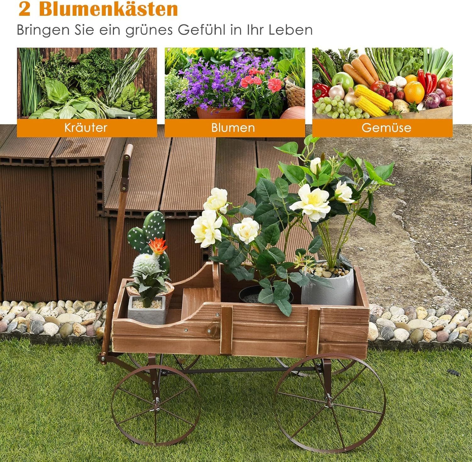 KOMFOTTEU Blumenständer Blumenwagen, 2 separate Blumenregale,Tragkraft günstig online kaufen