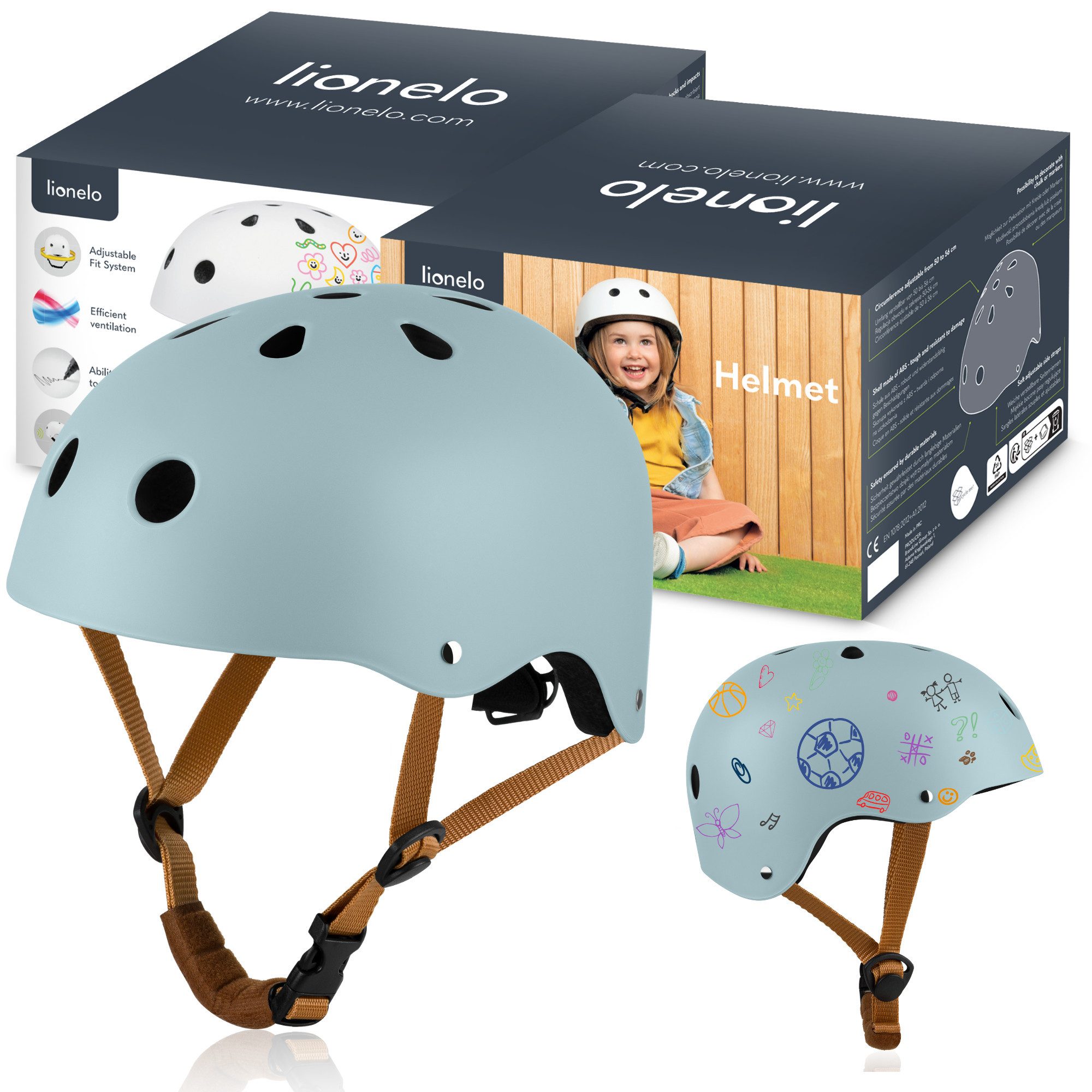 lionelo Kinderhelm Lionelo Helmet, 50-56cm/INTERTEK/Kann mit Markern dekoriert werden