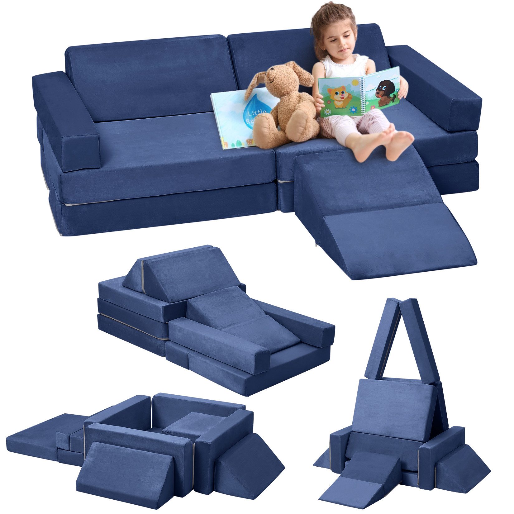 GarveeMore Kindersofa Modulares Kindersofa, 12-teiliges Schaumstoffbausteinsofa