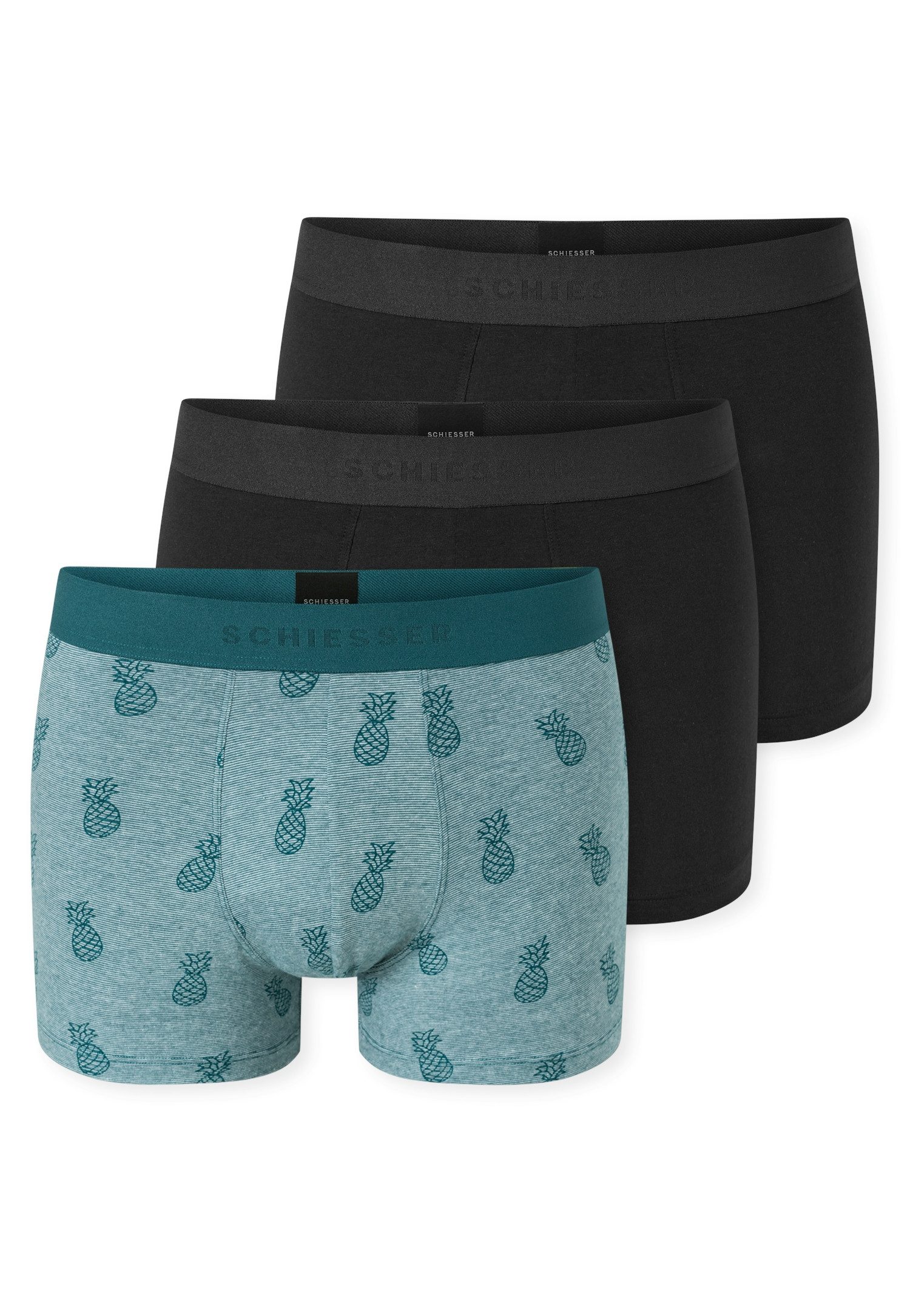 Schiesser Boxer 95/5 Multipacks (3er Pack) ohne Eingriff, softer Logo-Webgummibund