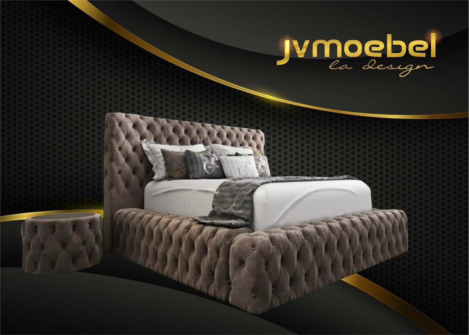 Möbel Bett, Bett Moderne Braun JVmoebel Chesterfield Luxury Betten Schlafzimmer Textil