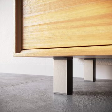 sossai® Möbelfuß Design-Möbelfüße, 4er & 8er Set, höhenverstellbar MFV1, Farbe: Inox/G, (4-St), Farbe: Inox/Grau