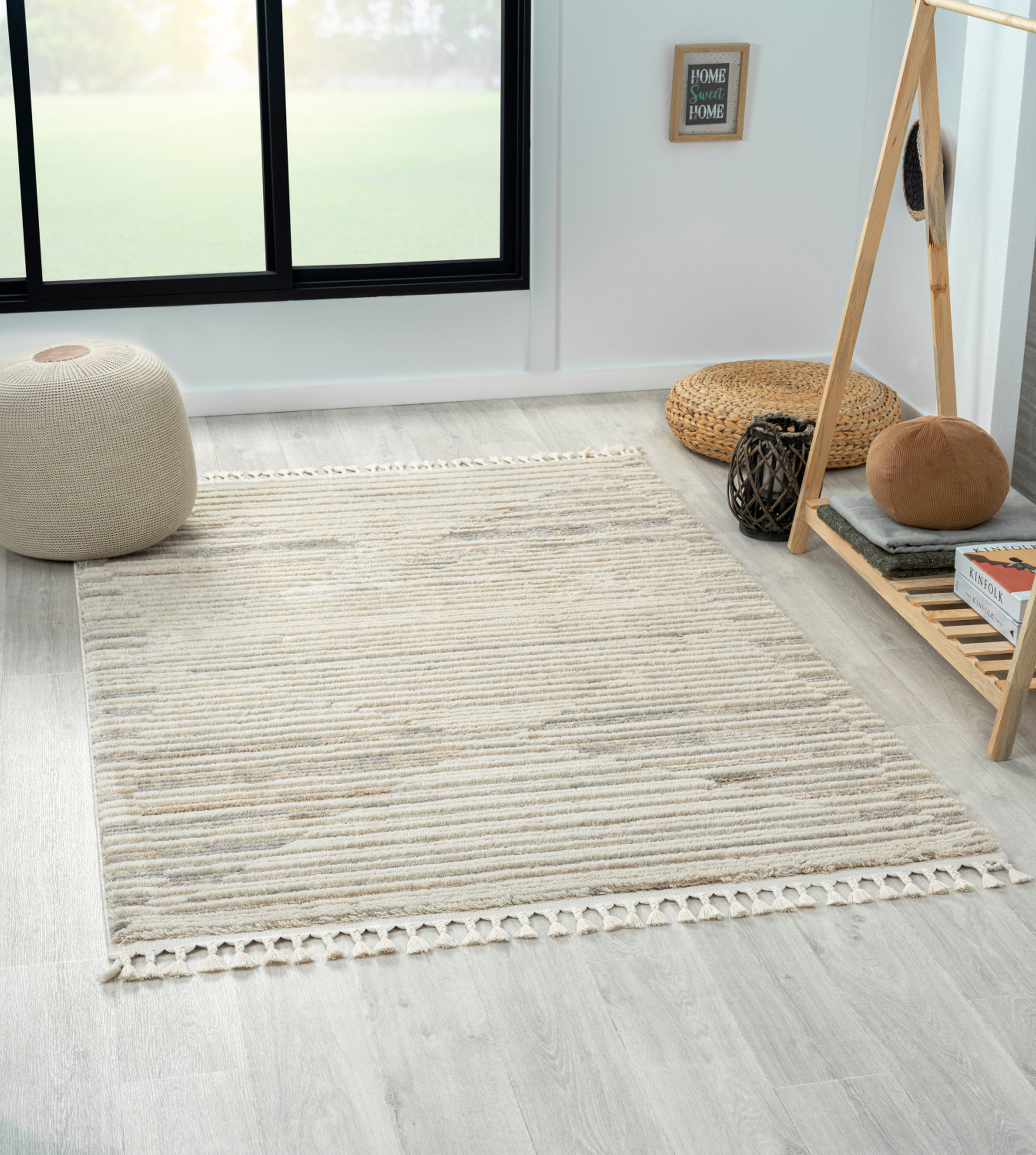 Myflair Möbel & Accessoires Teppich Enya 2, LAGERRÄUMUNG!, rechteckig, Höhe: 15 mm, Shaggy im Skandi Look, Hoch-Tief Effekt, leicht glänzend, flauschig