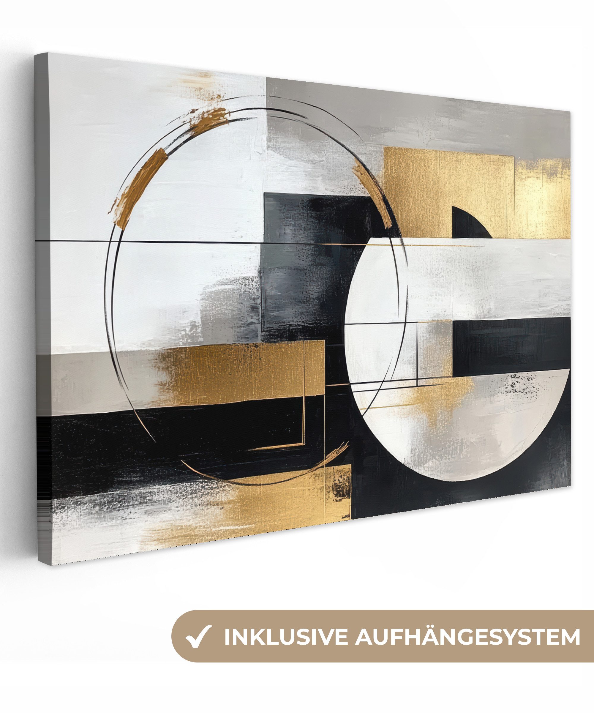 Leinwandbild Abstrakt - Gold - Silber - Formen - Ästhetik