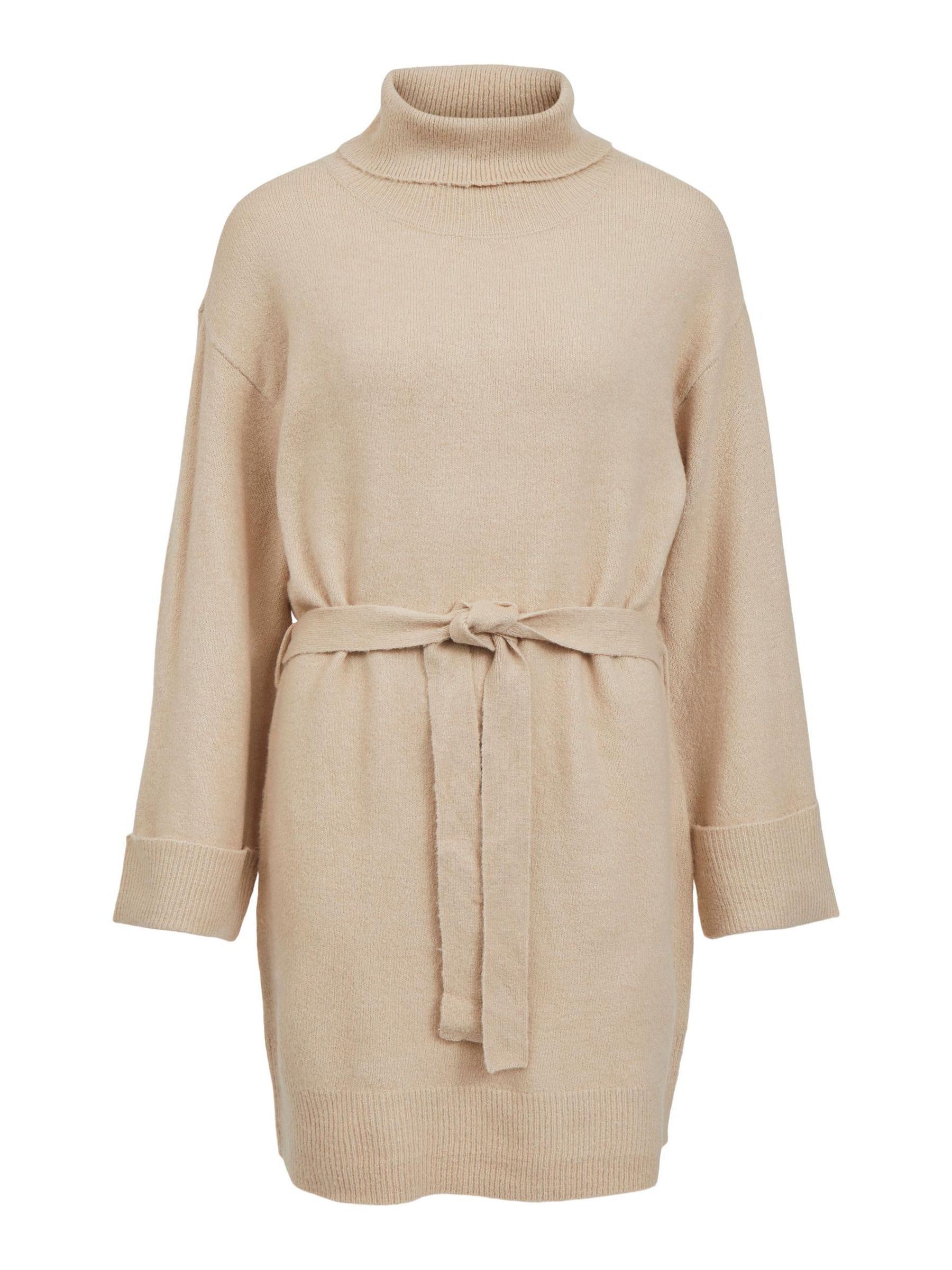 Vila Strickkleid Strick mit Rollkragen & Bindegürtel VIROLFIE (kurz) VIROLFIE L/S TIE BELT KNIT DRESS - NOOS