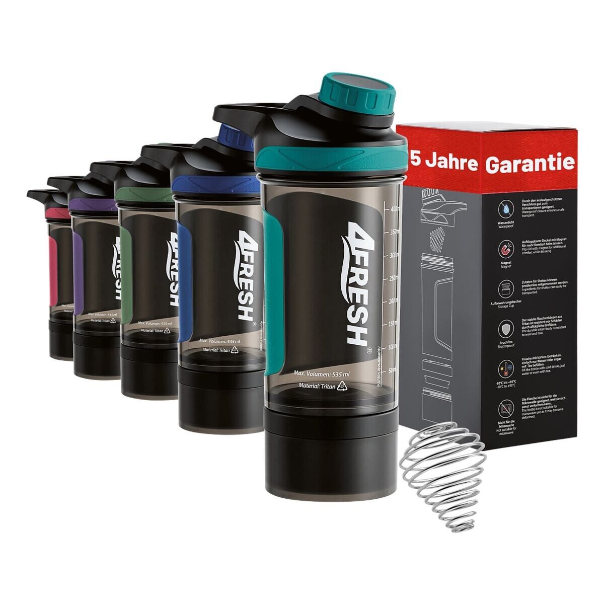 4FRESH Trinkflasche Shaker, 500 ml