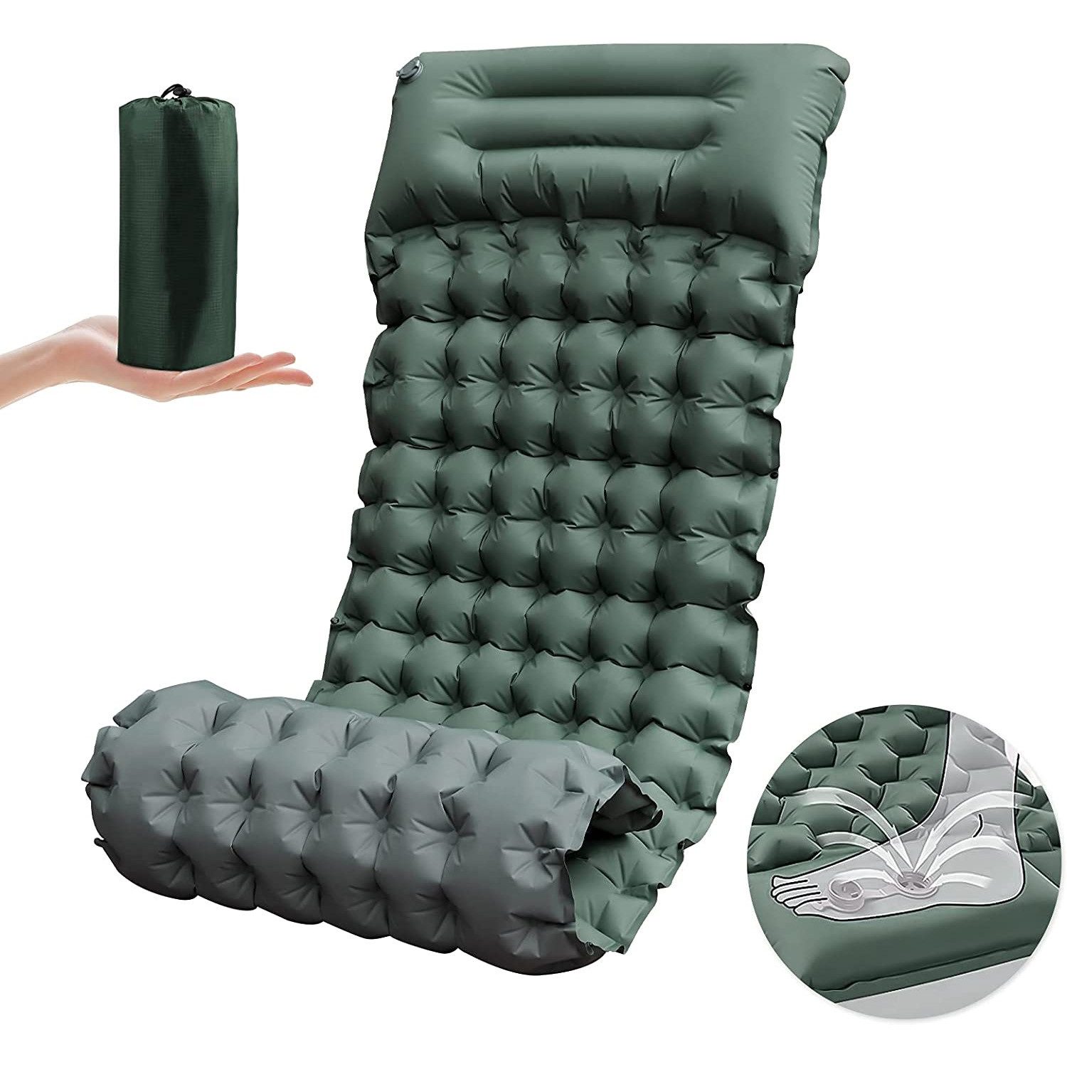 Bedee Isomatte Selbstaufblasende Luftmatratze Schlafmatten für Camping, (Erschleißfest/wasserabweisend/Reißfestigkeit), 200 x 67 x 10cm Ultraleicht Schlafmatte