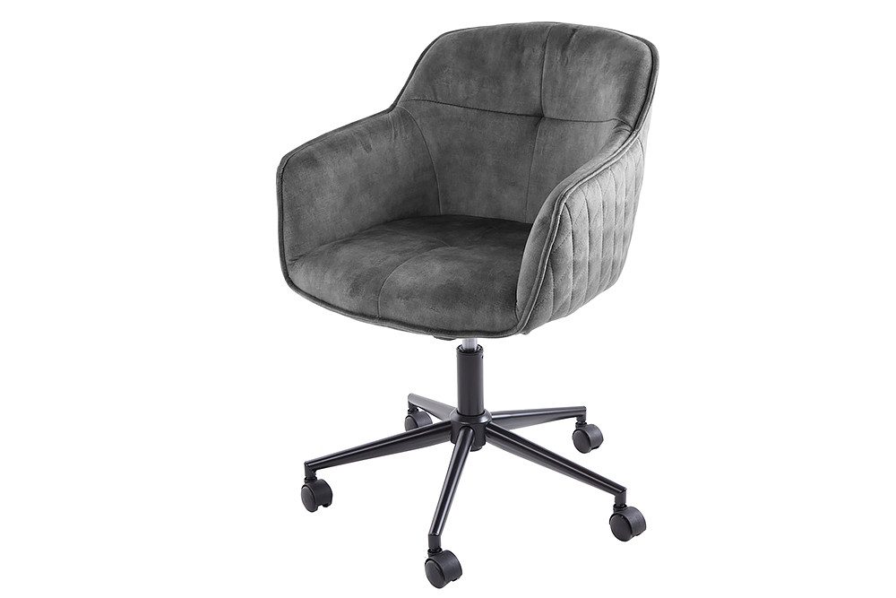 riess-ambiente Drehstuhl EUPHORIA dunkelgrau, Büro · Samt · Metall · höhenverstellbar · mit Armlehne · Home Office