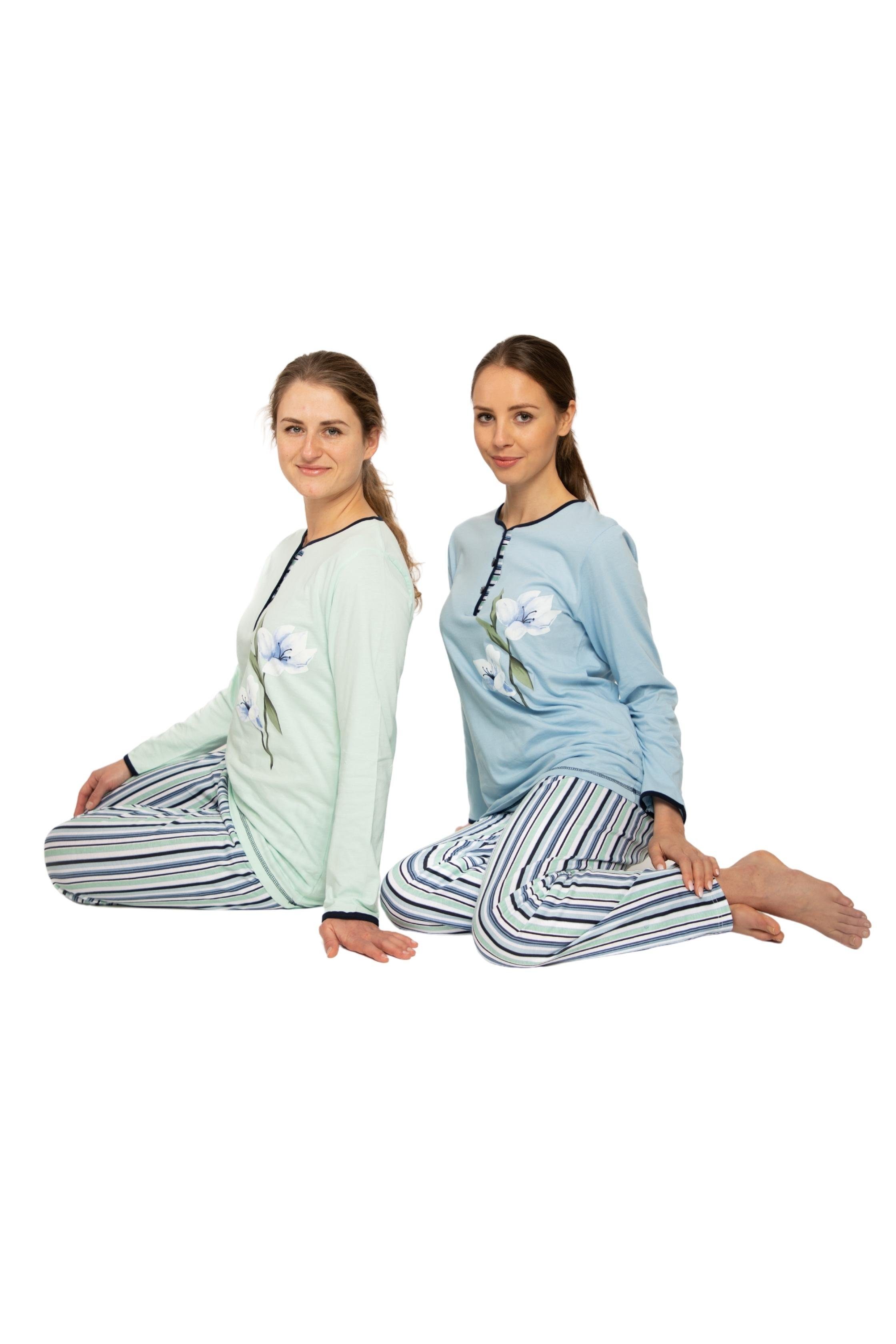 Stück Consult-Tex (3 Stück) Pack Packung, 3er Damen Pyjama DW739 3 Schlafanzug, Pyjama, im Homewear-Set Streifenmuster