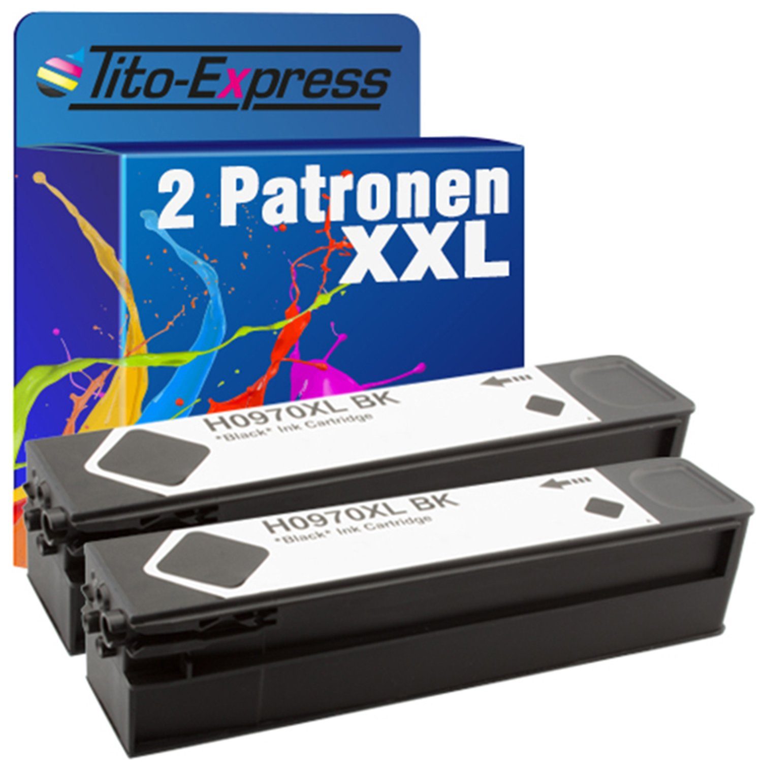Tito-Express 2er Set ersetzt HP 970 XL 970XL Black Tintenpatrone (Doppelpack, für Officejet Pro X451dn X451dw X476dn MFP X476dw MFP X551dw X576dw)