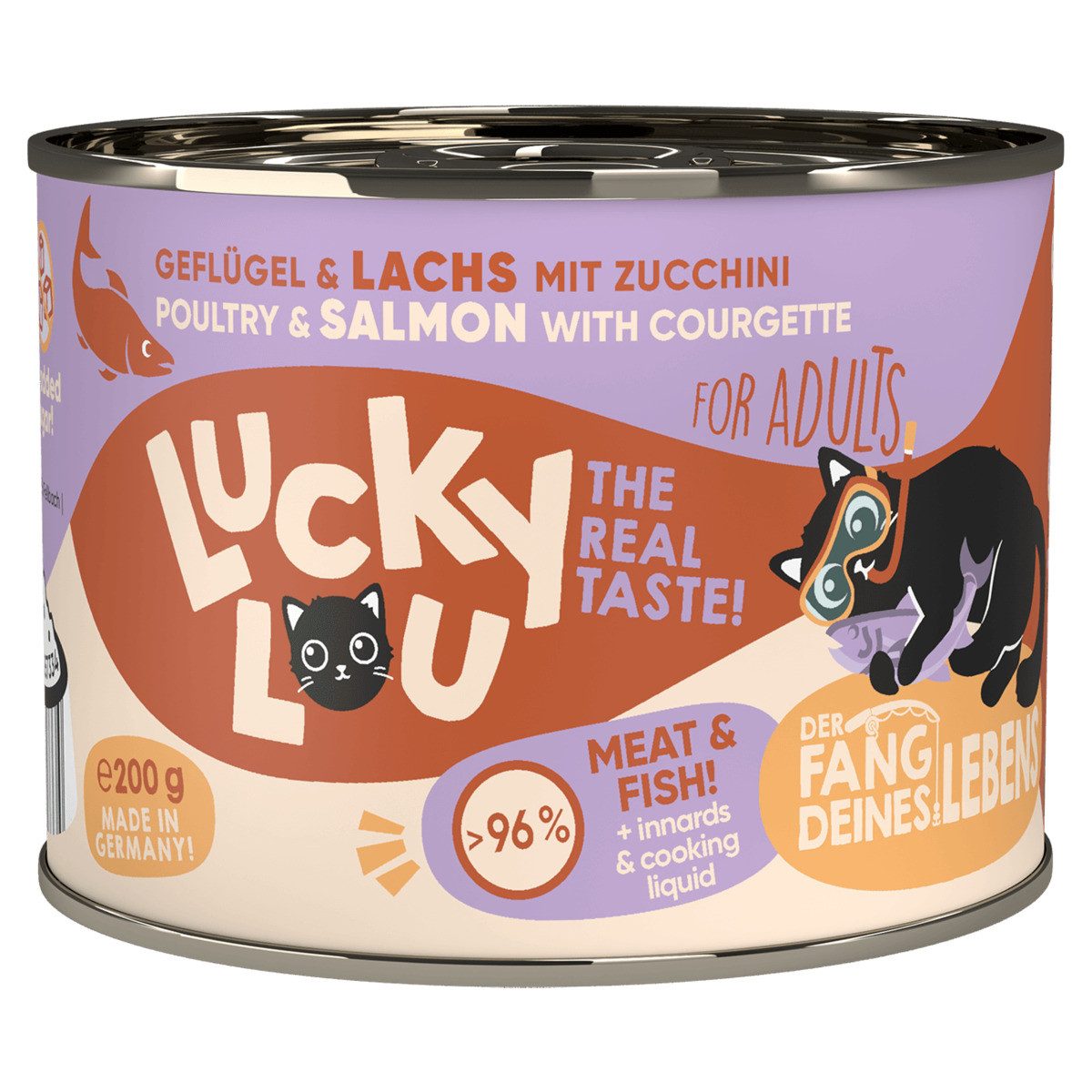Lucky Lou Lifestage Adult Geflügel & Lachs 200 g, Nassfutter für: Katze