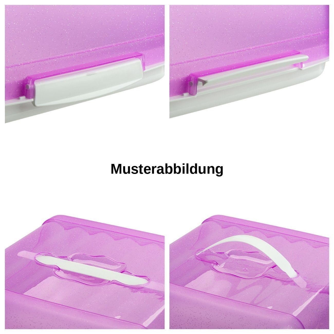 Engelland Kuchentransportbox Kleine Kuchenbox mit transparentem Deckel, Kunststoff, (Vorteils-Set, 1-tlg., sicheres Transportieren), mit Tragegriff und Klickver – Bild 4 von 5