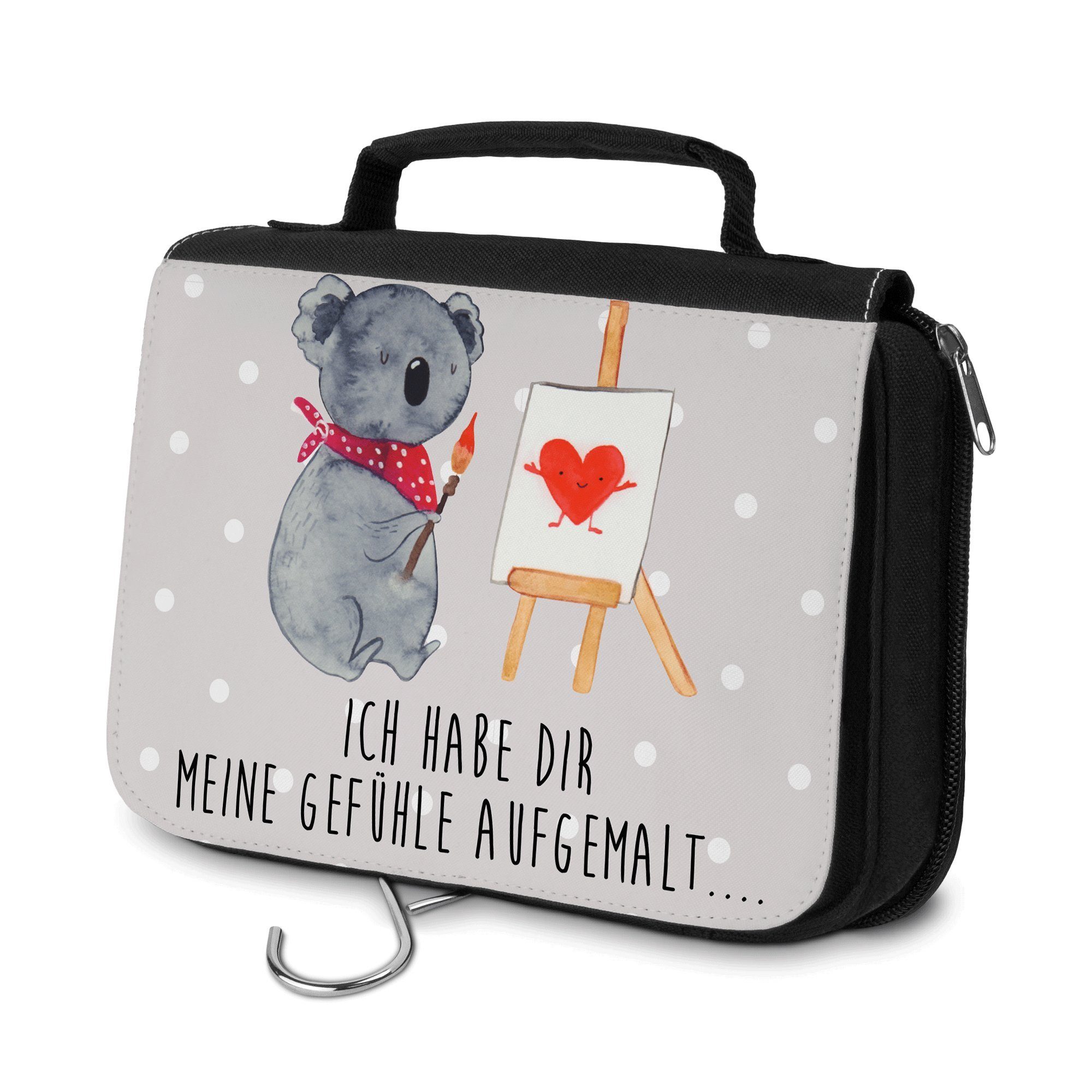 Mr. & Mrs. Panda Kulturbeutel Koala Künstler - Grau Pastell - Geschenk, Kosmetikbeutel, Gefühle, Au (1-tlg)