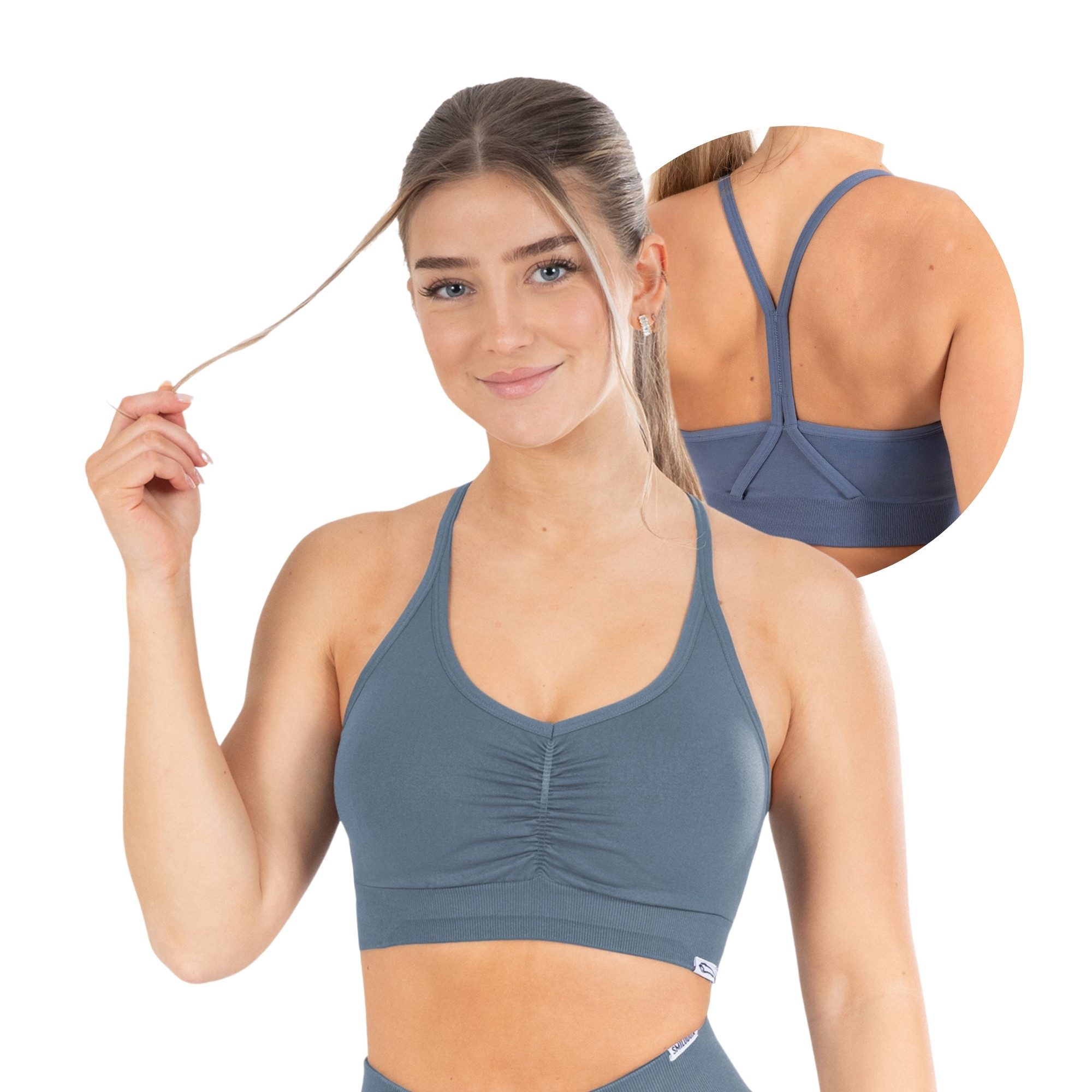 Smilodox Sport-BH Solid Scrunch, Ohne Bügel BH, Shaped Fit Yoga Bra, V-Auss günstig online kaufen