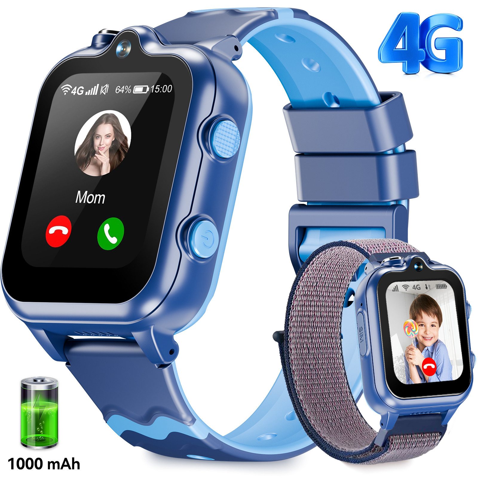 Ralio 2025 Neue Smartwatch Kinder mit GPS, 2 Kameras, 4G Telefonfunktionen Smartwatch (GPS Tracker mit SOS-Schulmodell,Schulmodus,Videoanrufen Kinderuhr cm/1,69 Zoll), Geeignet für Jungen und Mädchen im Alter von 5-16 Jahren