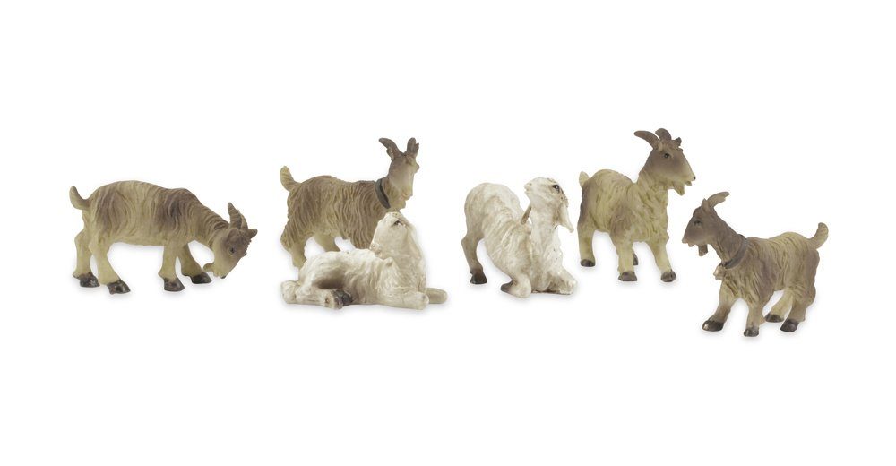 RIFFELMACHER & WEINBERGER Krippen-Zubehör Schafe und Ziegen für Weihnachtskrippe - 6-tlg. Ti