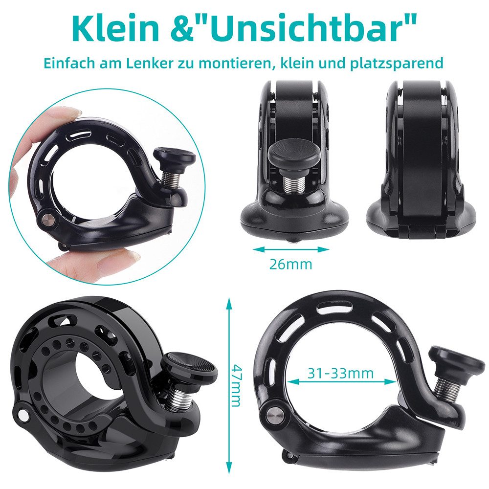 AFKSMILE Fahrradklingel Fahrradklingel für Apple AirTag, Fahrrad Diebstahlsicherung, (1-tlg) Halterung In Klingel Versteckt, Fahrradklingel für E-Scooter Rennrad