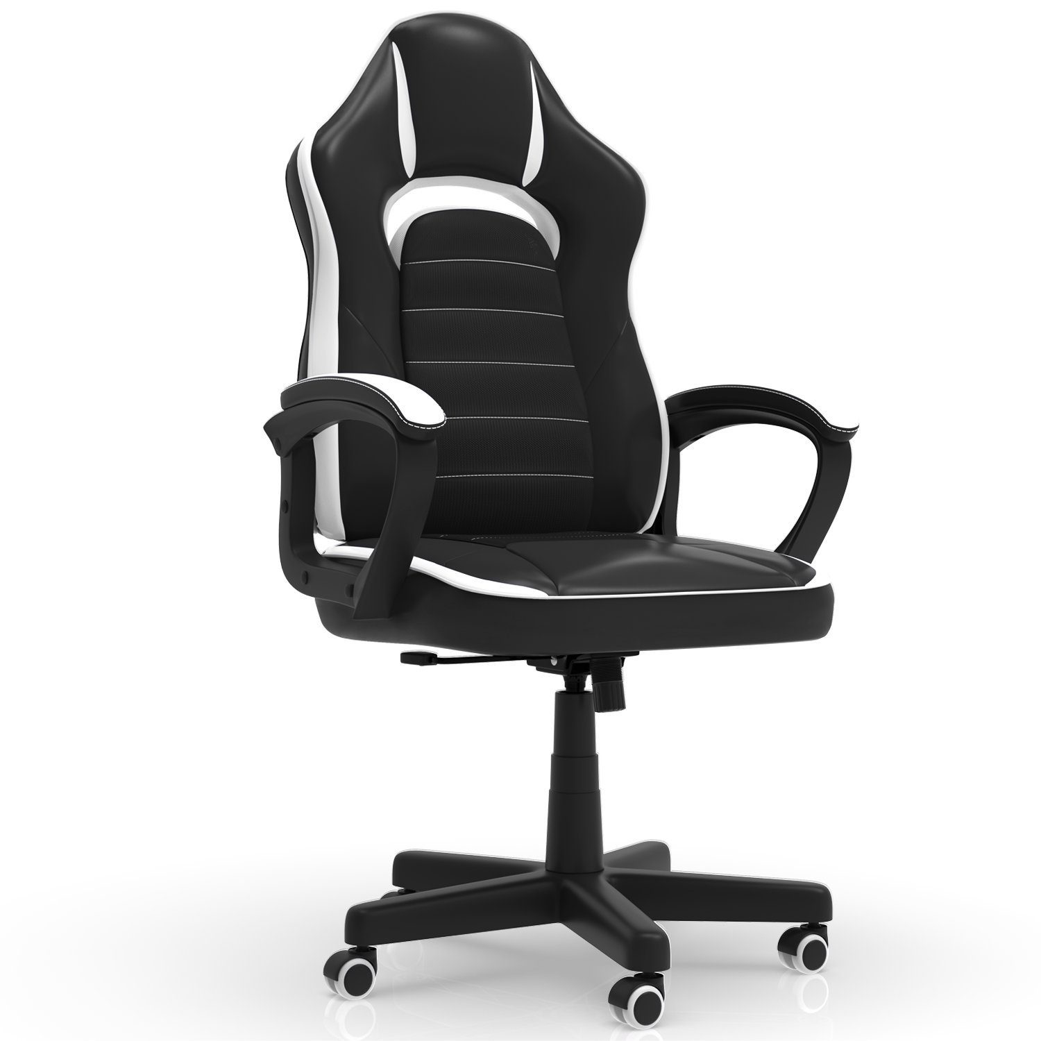 Weiß Sitz, ergonomischer Gaming-Stuhl, Bürostuhl, gepolsterter 120kg Gaming-Stuhl HOMALL