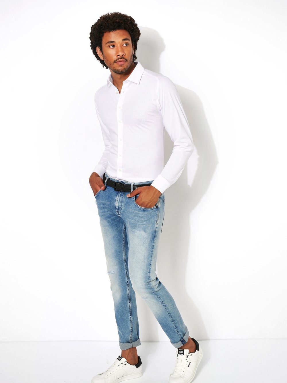 DESOTO Langarmhemd Jerseyhemd Casual Kent langarm Flexibler Stretch – Bild 4 von 5