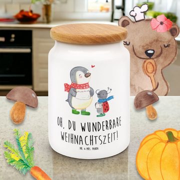 Mr. & Mrs. Panda Vorratsdose Smörle Winterzeit - Weiß - Geschenk, Vorratsbehälter, Weihnachten Grü, Keramik, (1-tlg), Design-Statement