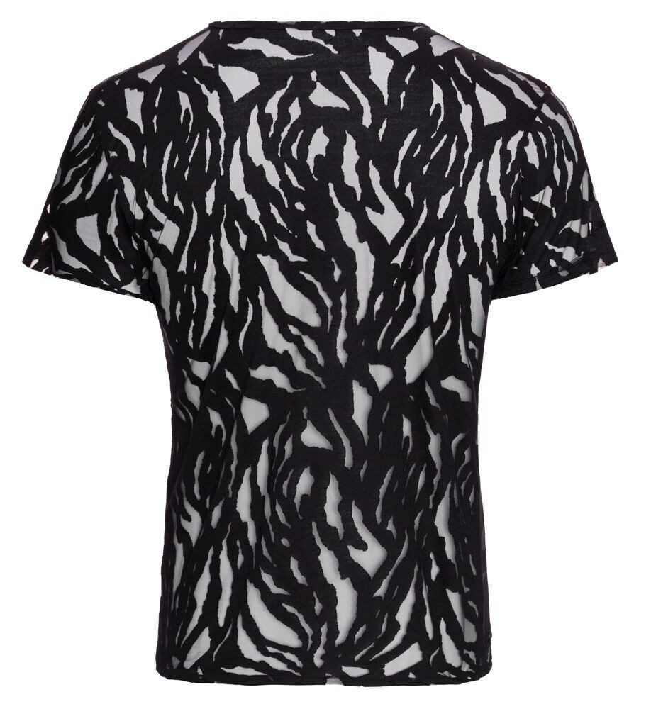 Svenjoyment Muskelshirt Kurzarm-Shirt halb transparent - schwarz (1-tlg) Teilweise transparent, Weich & elastisch für hohen Tragekomfort