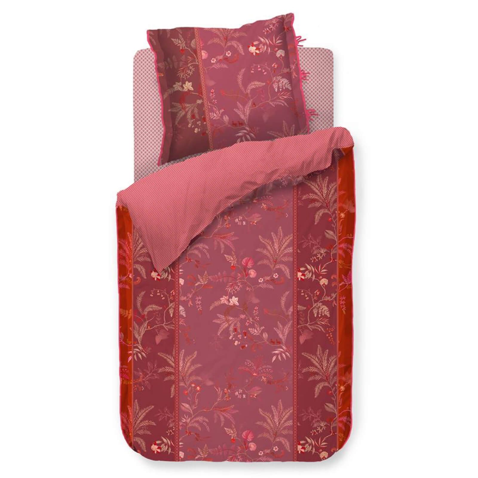 PiP Studio Bettwäsche Isola Pink, Perkal, 2 teilig, Blumen, getonte Ornamente, Farne